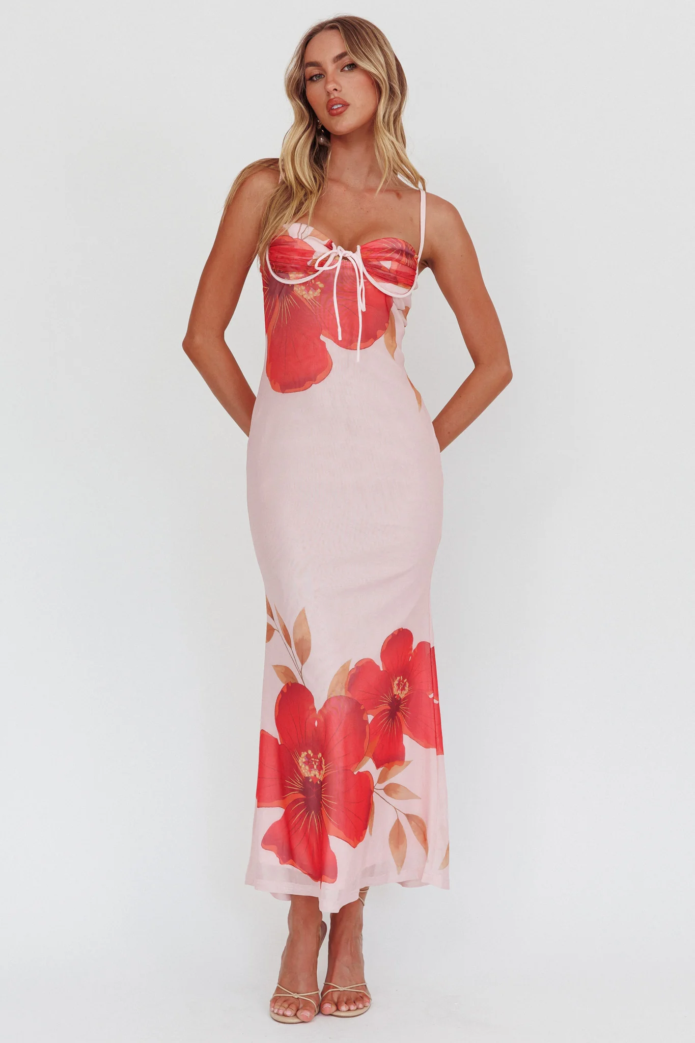 Fortune Bust Tie Maxi Dress Hibiscus Pink - Image 5