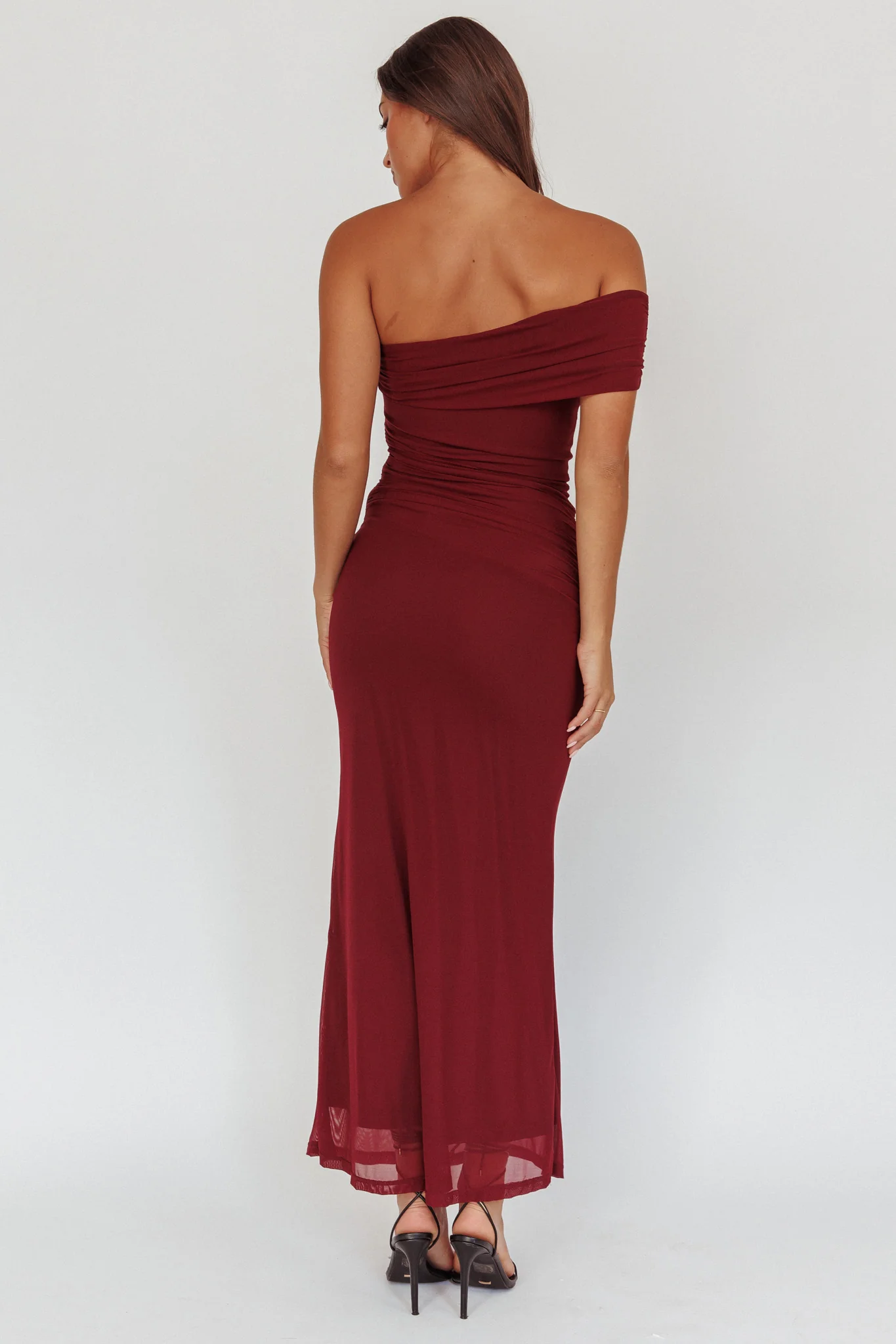 Gala One-Shoulder Maxi Dress Wine - Image 2