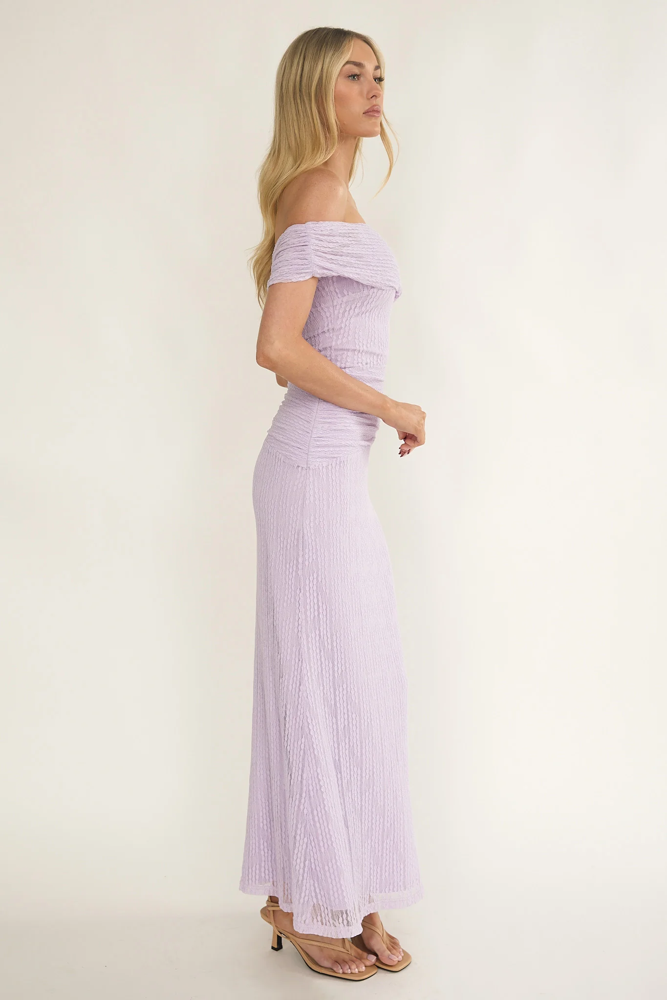 Gala One-Shoulder Textured Maxi Dress Lilac - Image 5