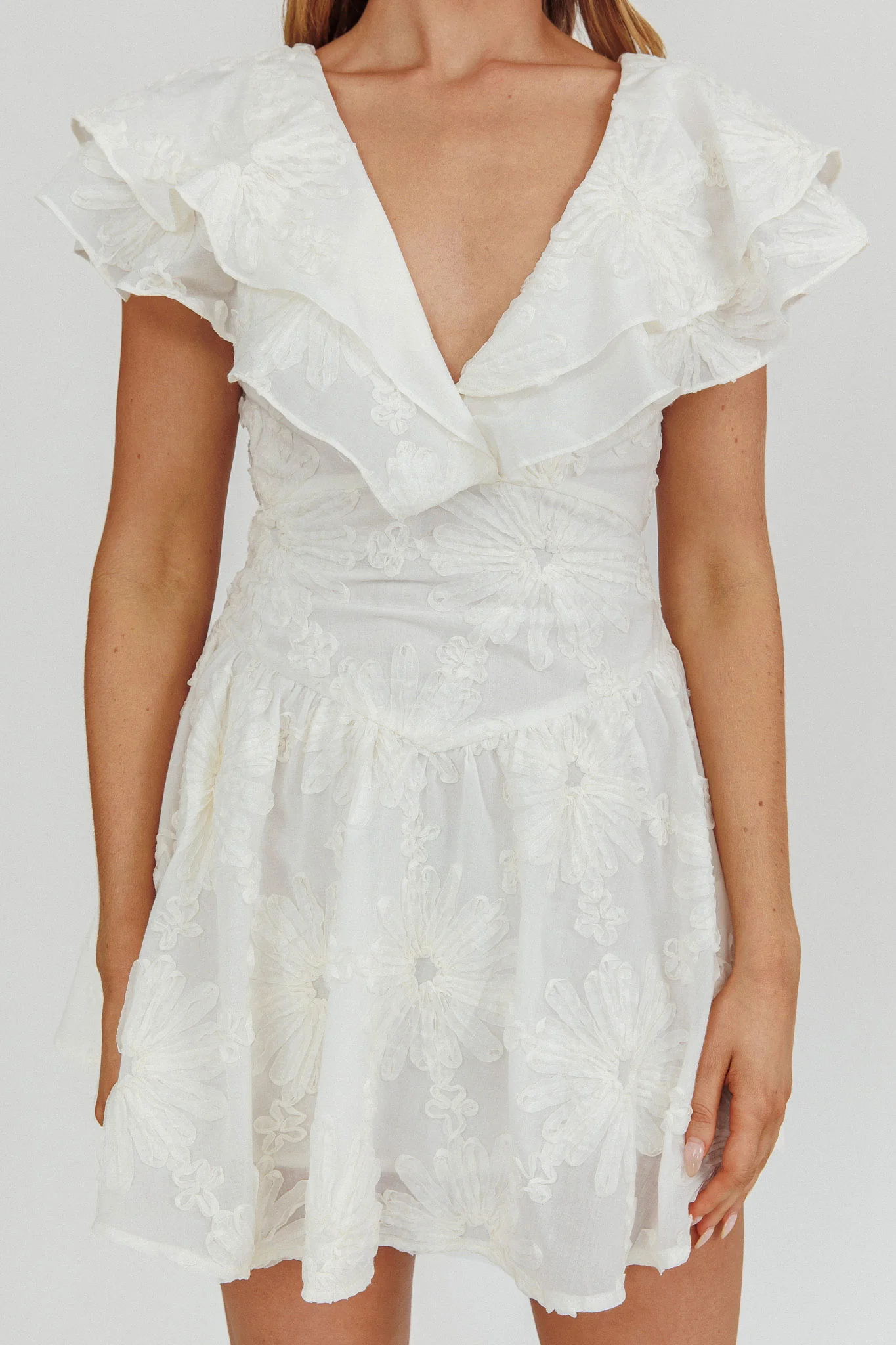 Garden Of Eden Ruffle Mini Dress White - Image 3
