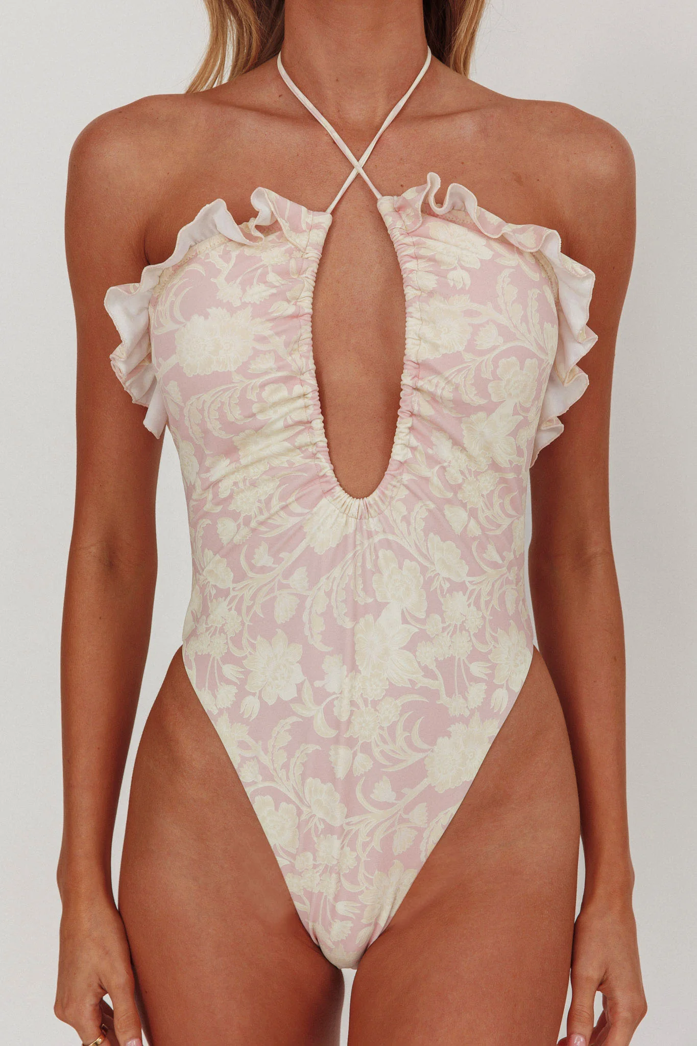 Georgia Frill Strap One Piece Swimsuit Floral - Image 2
