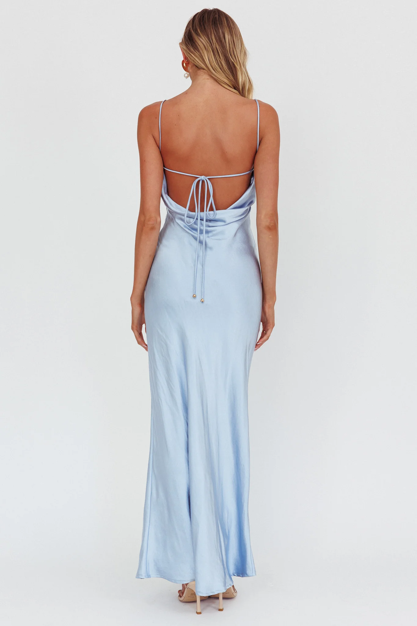 High Roller Cowl Back Rosette Maxi Dress Blue - Image 2