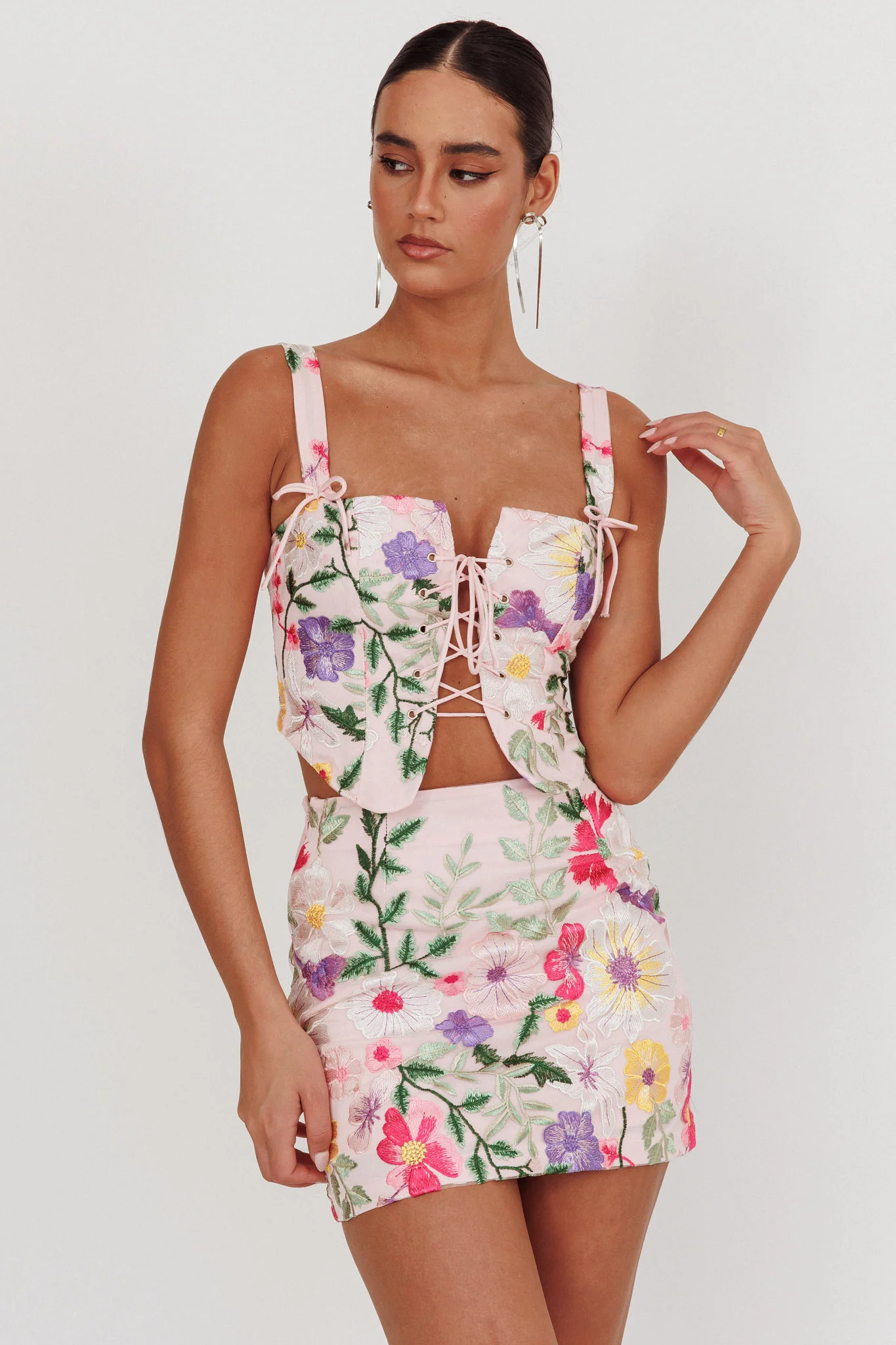 High Street Jacquard Mini Skirt Floral Multi - Image 5