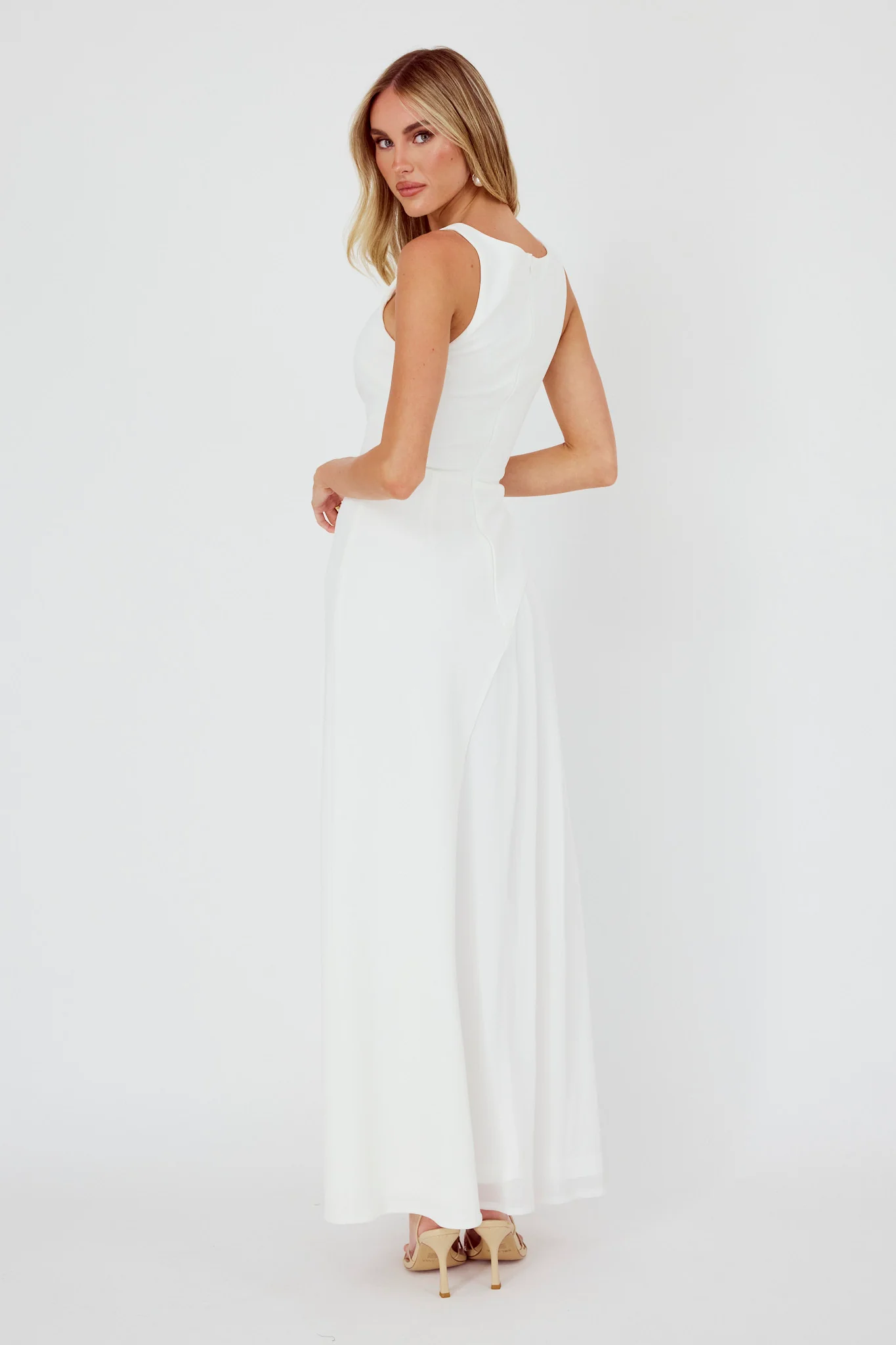 Ibis Pleat Detail Maxi Dress Off White - Image 2