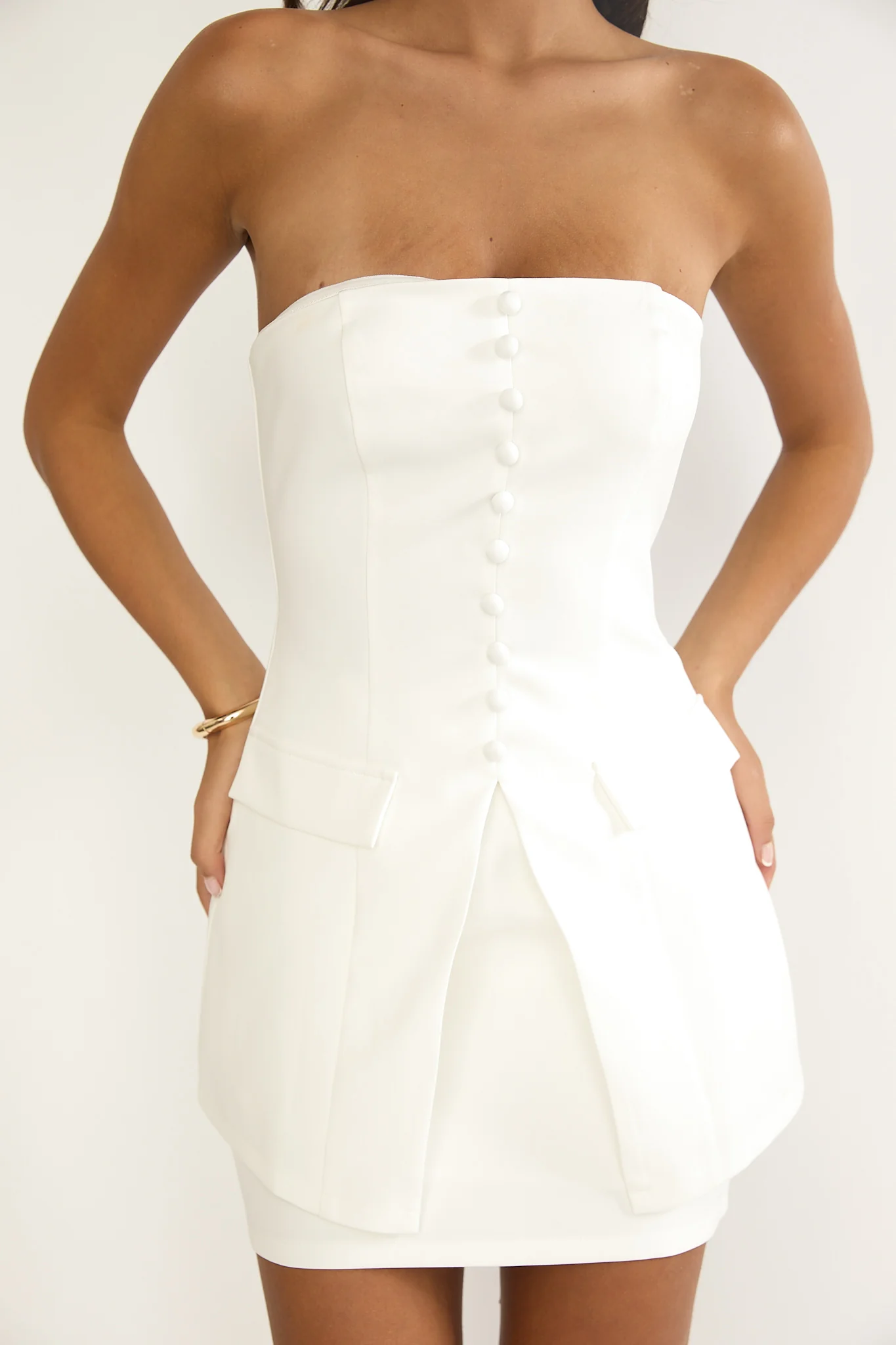Ilara Strapless Longline Top White - Image 6