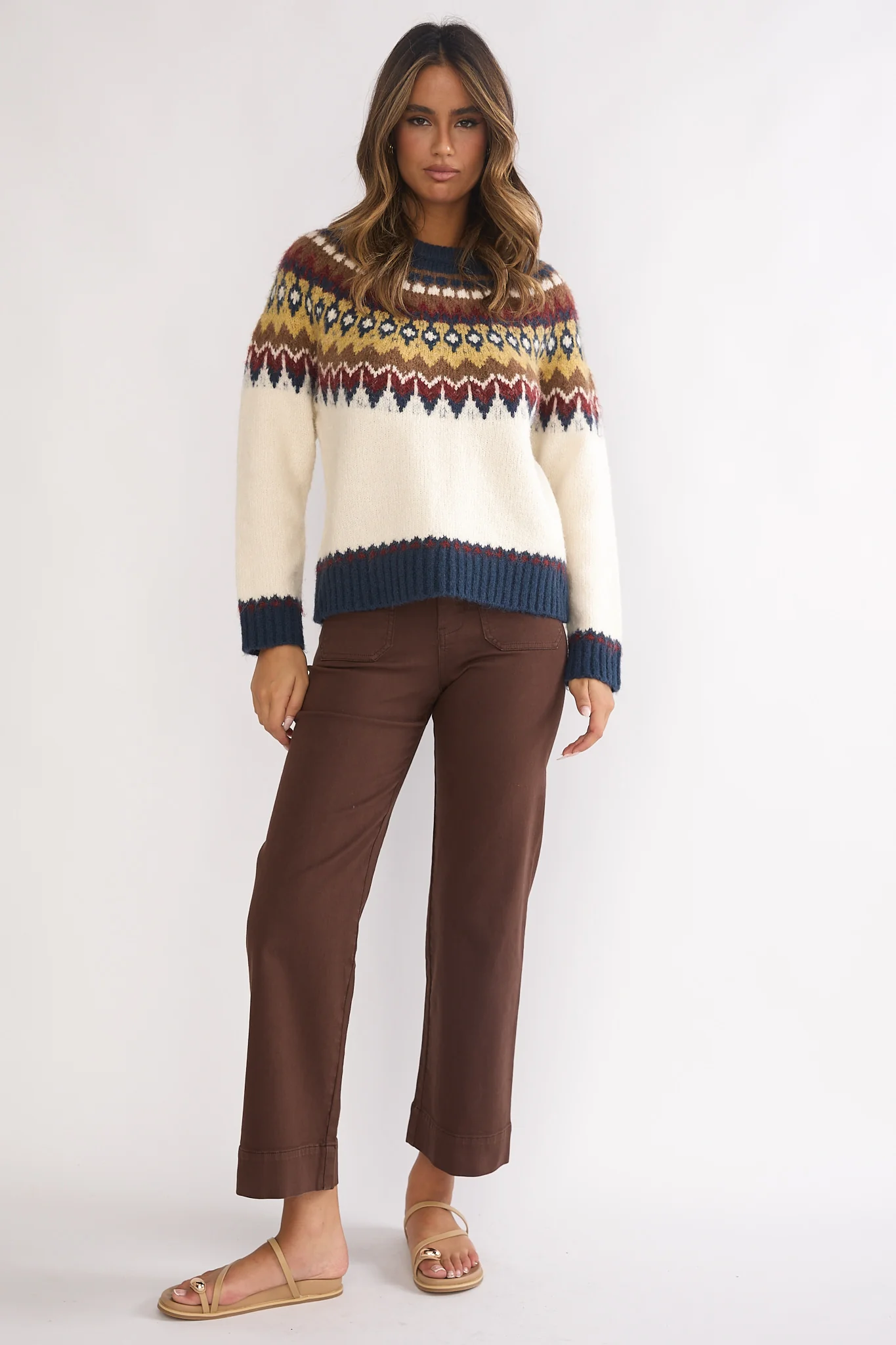 Irelia Long Sleeve Knit Top Ivory Multi - Image 4