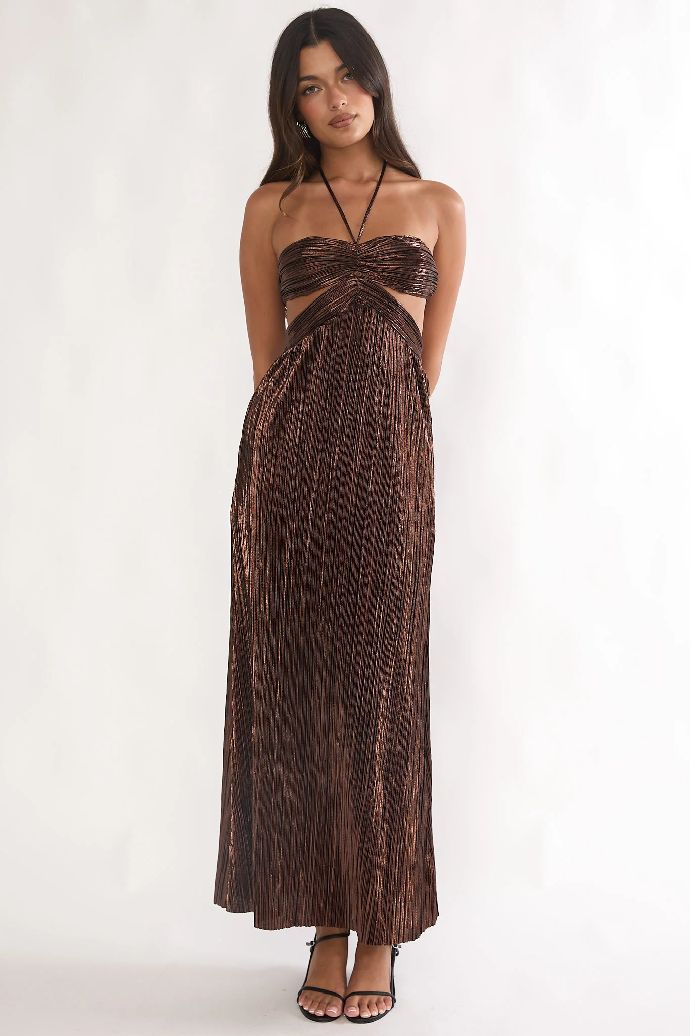 Isle Cut-Out Halterneck Maxi Dress Gold - Image 2