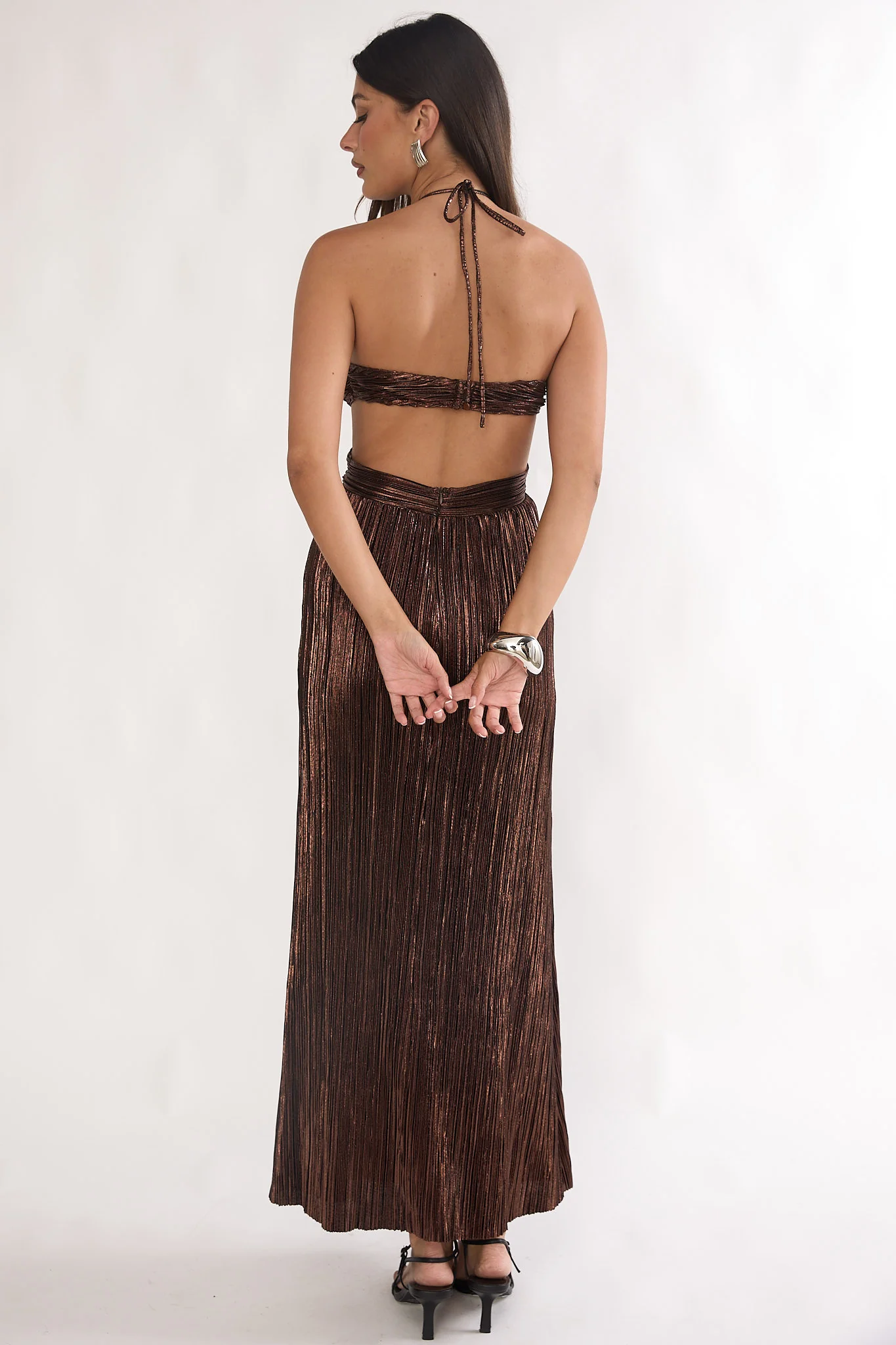 Isle Cut-Out Halterneck Maxi Dress Gold - Image 3