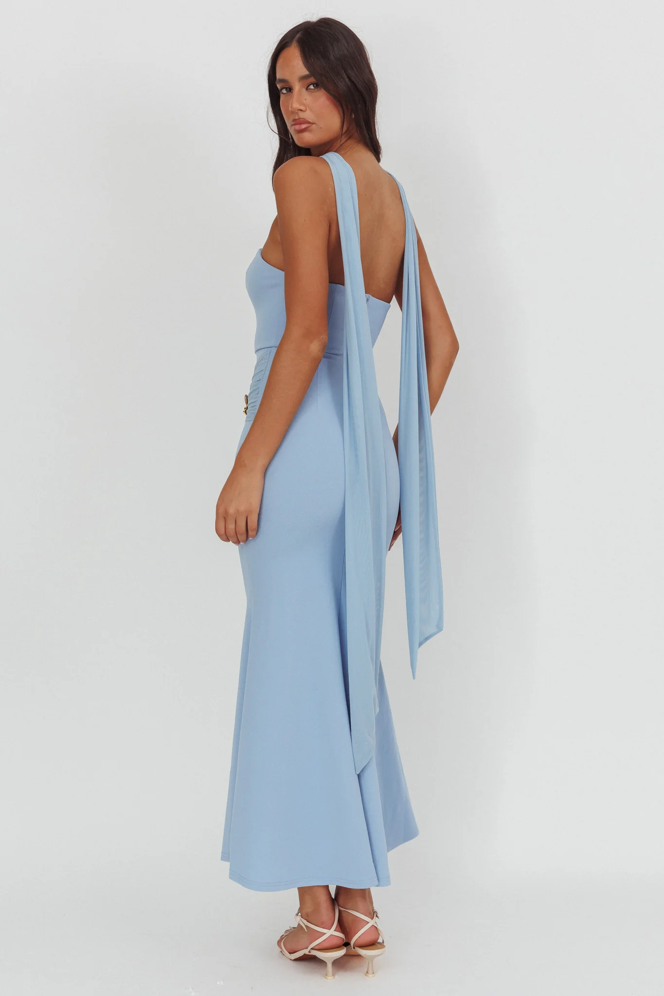 Jeramia Strapless Brooch Maxi Dress Blue - Image 2