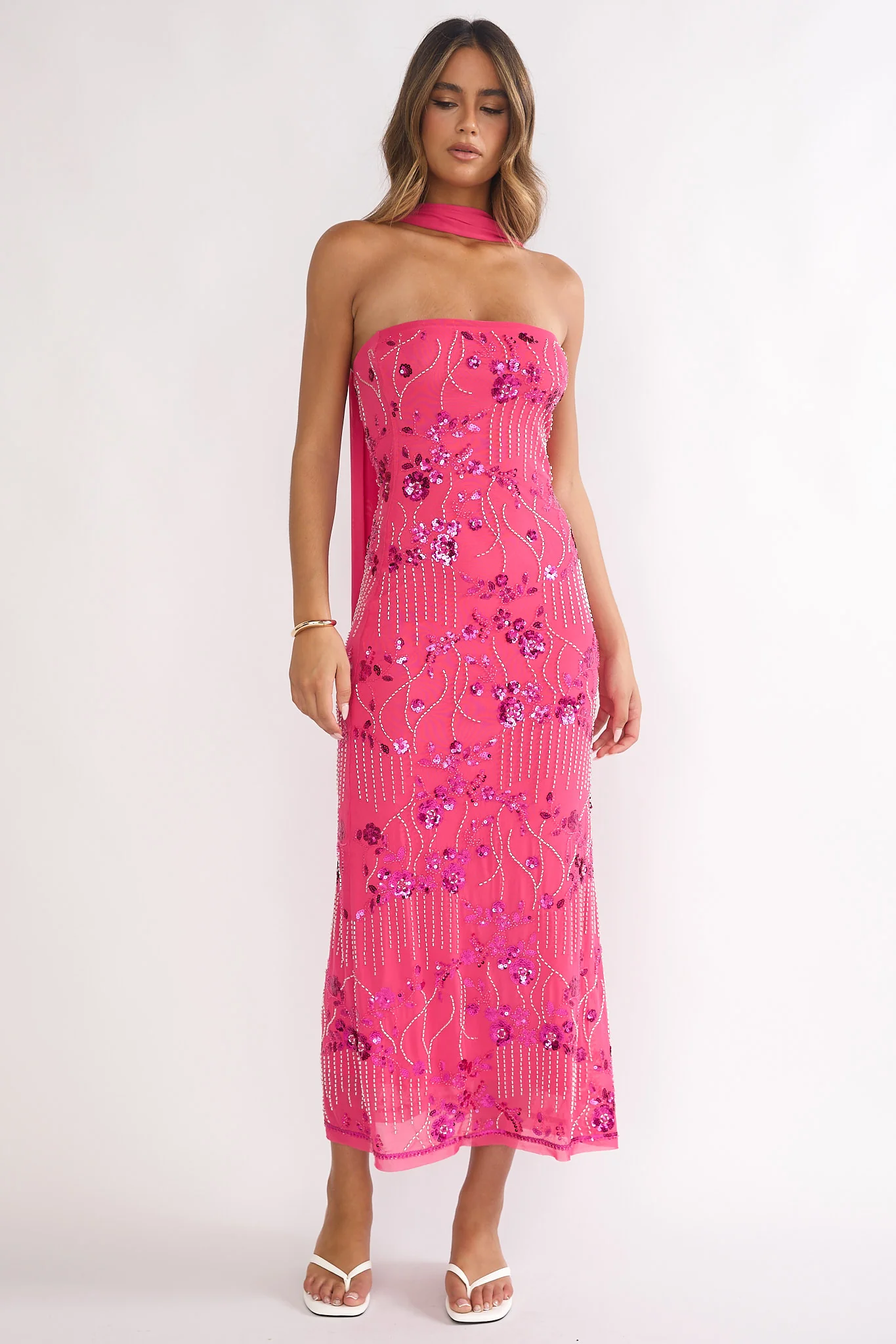 Jeremia Strapless Maxi Dress Sequin Plum - Image 5