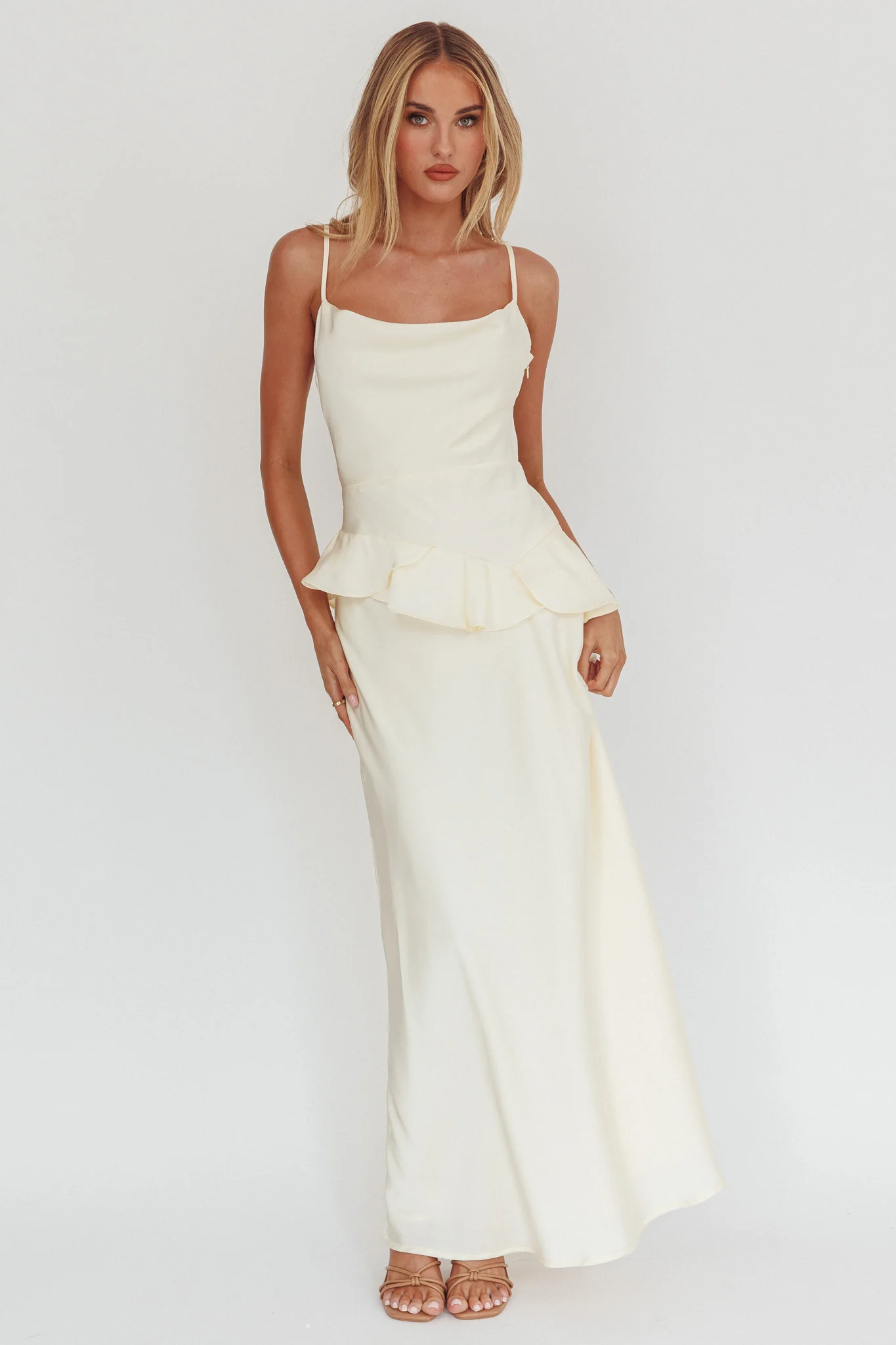 Jerica Ruffle Waist Maxi Dress Butter - Image 4