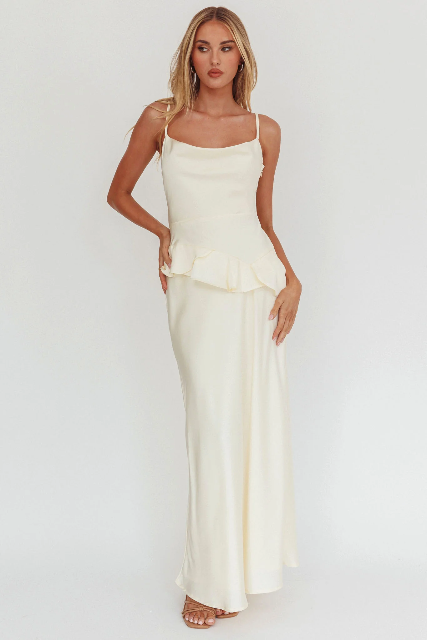 Jerica Ruffle Waist Maxi Dress Butter - Image 5