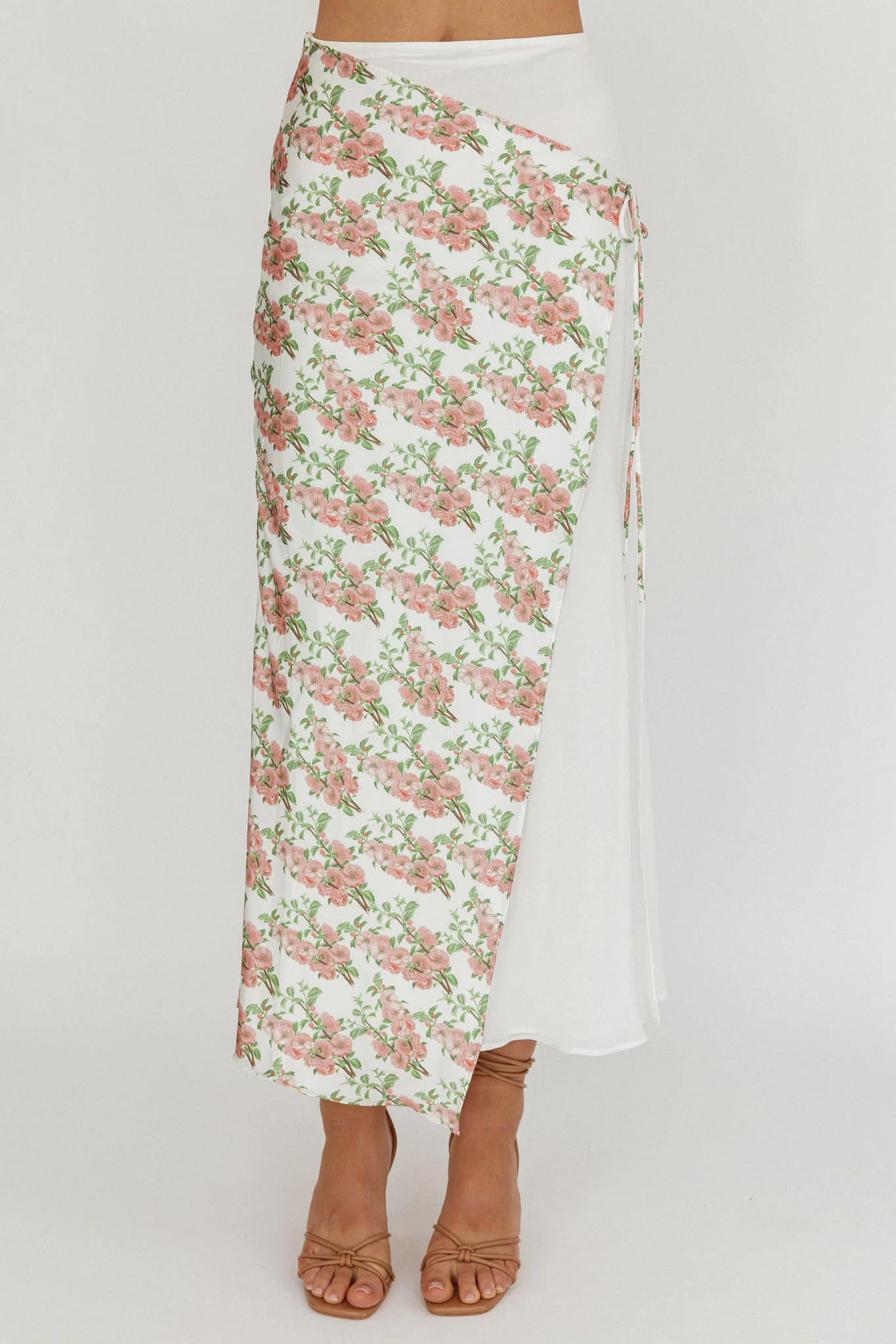 Jerica Wrap Front Maxi Skirt Floral Blush - Image 3