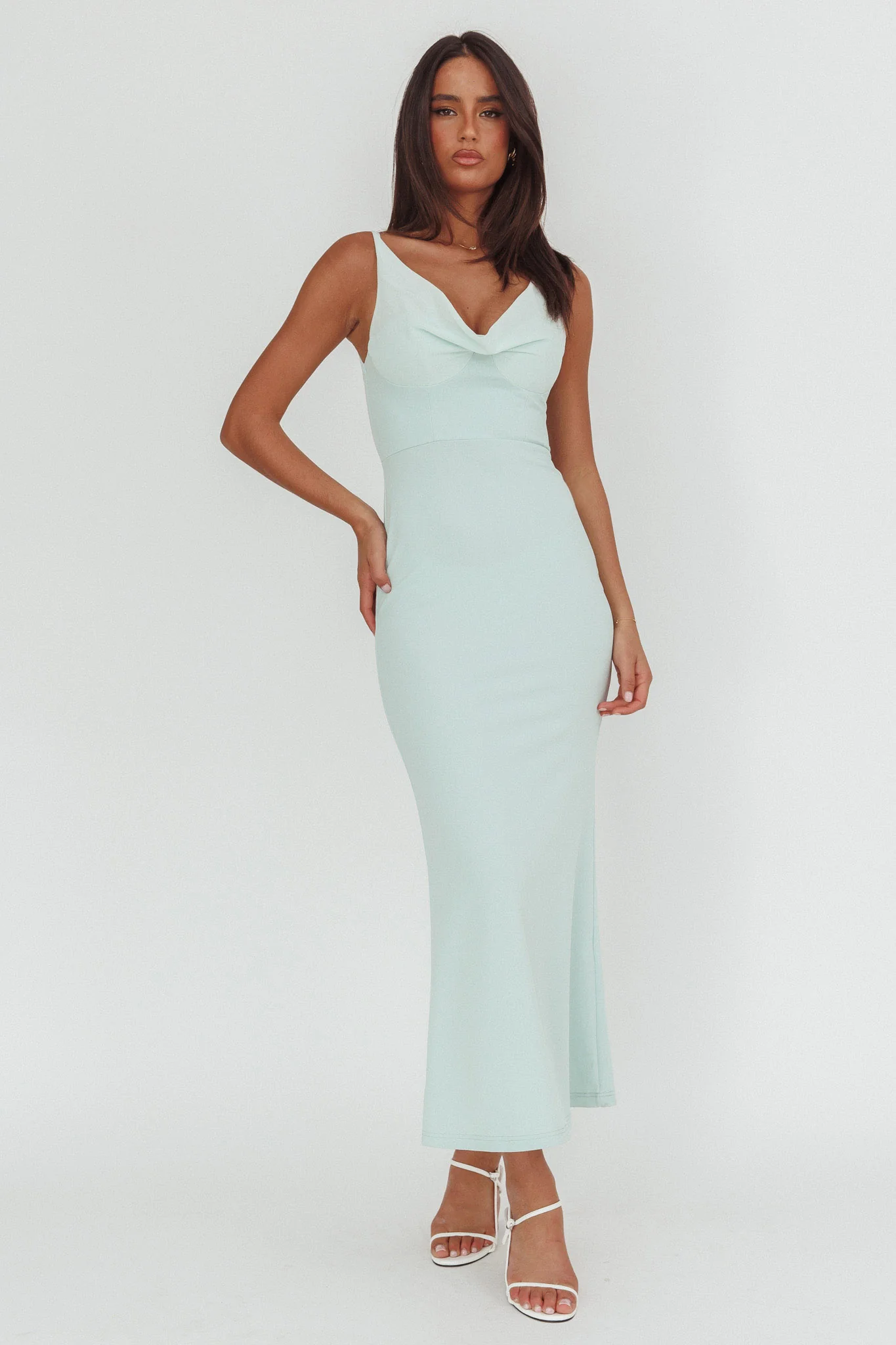 Jesara Cowl Back Maxi Dress Sage - Image 4