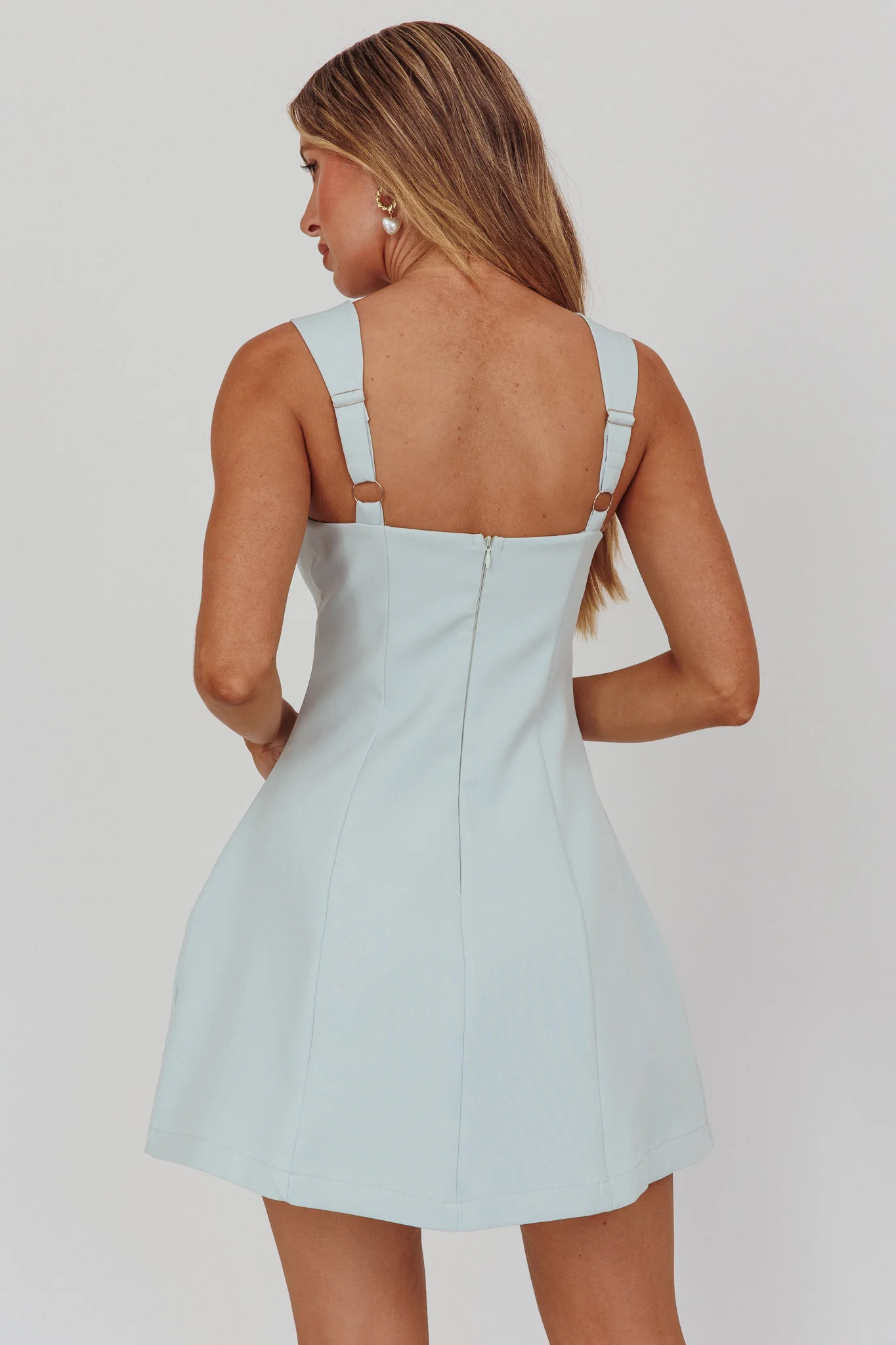 Jordy Structured A-Line Mini Dress Ice Blue - Image 2