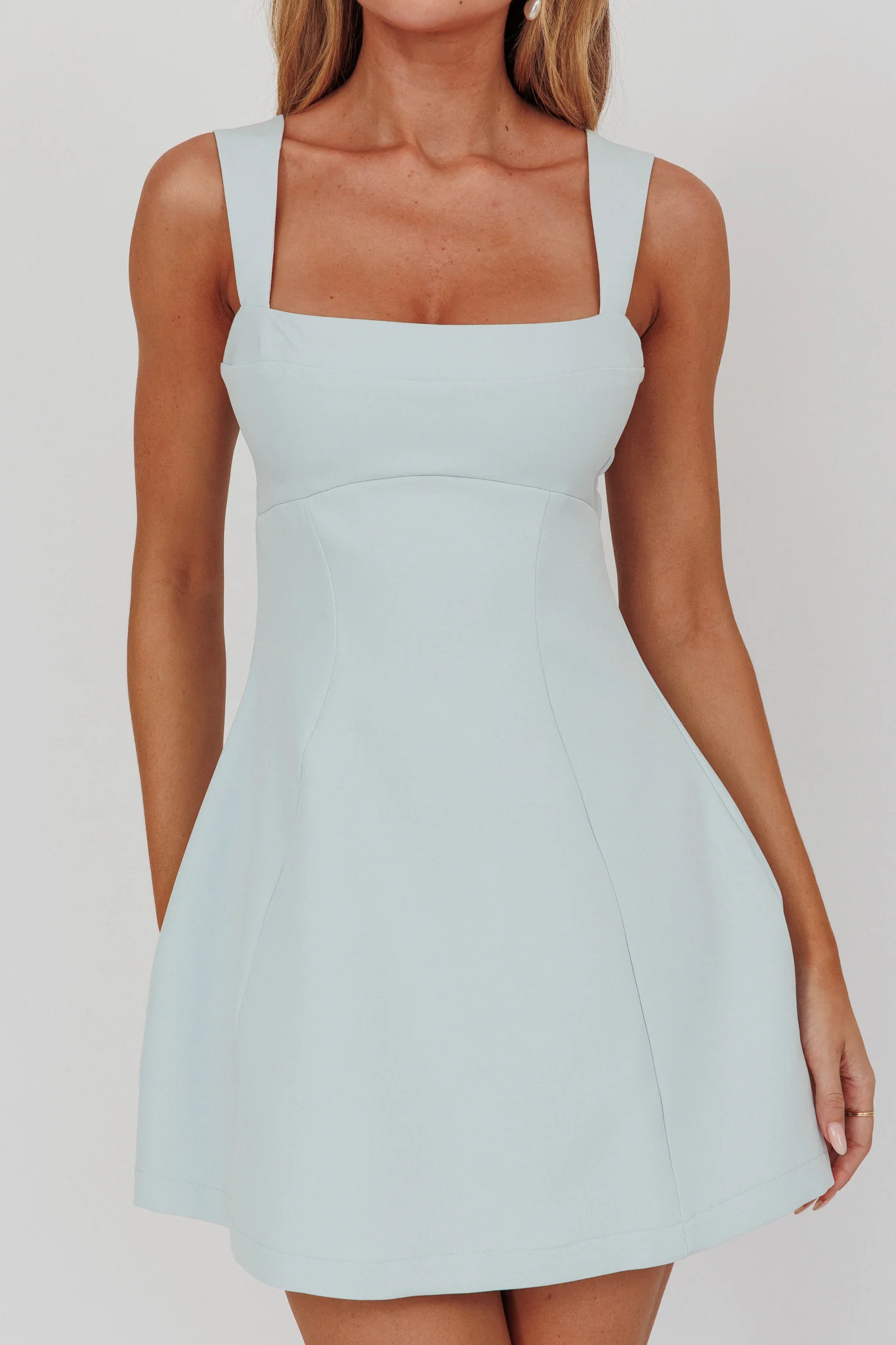Jordy Structured A-Line Mini Dress Ice Blue - Image 3