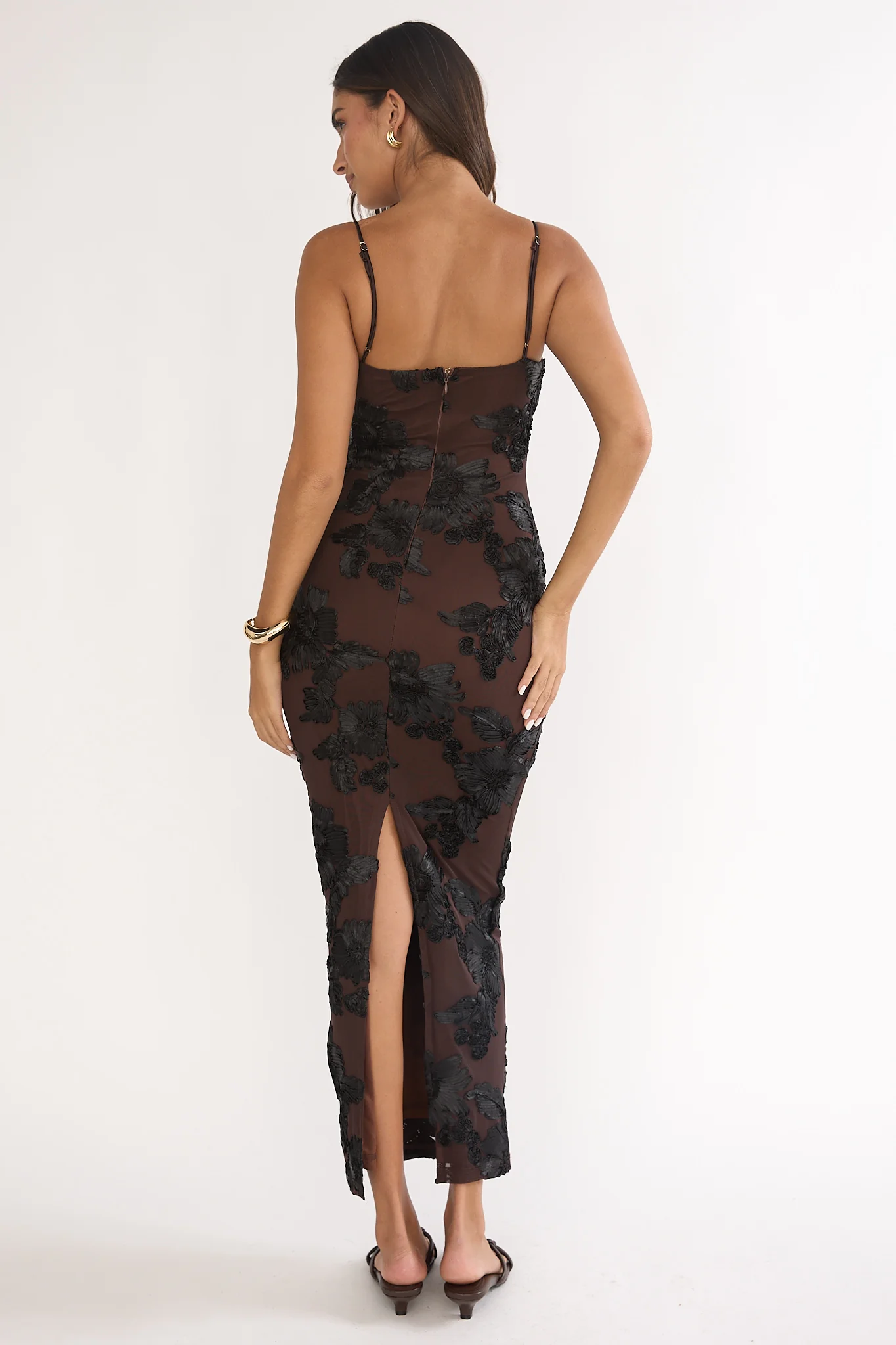 Kaela Cami Maxi Dress Embellished Chocolate - Image 2