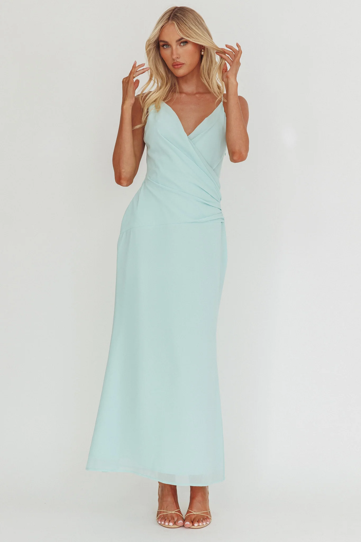 Lexxi Crossover Gathered Waist Maxi Dress Tiffany Blue - Image 2