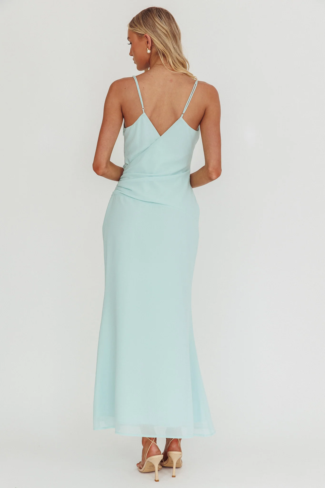 Lexxi Crossover Gathered Waist Maxi Dress Tiffany Blue - Image 3