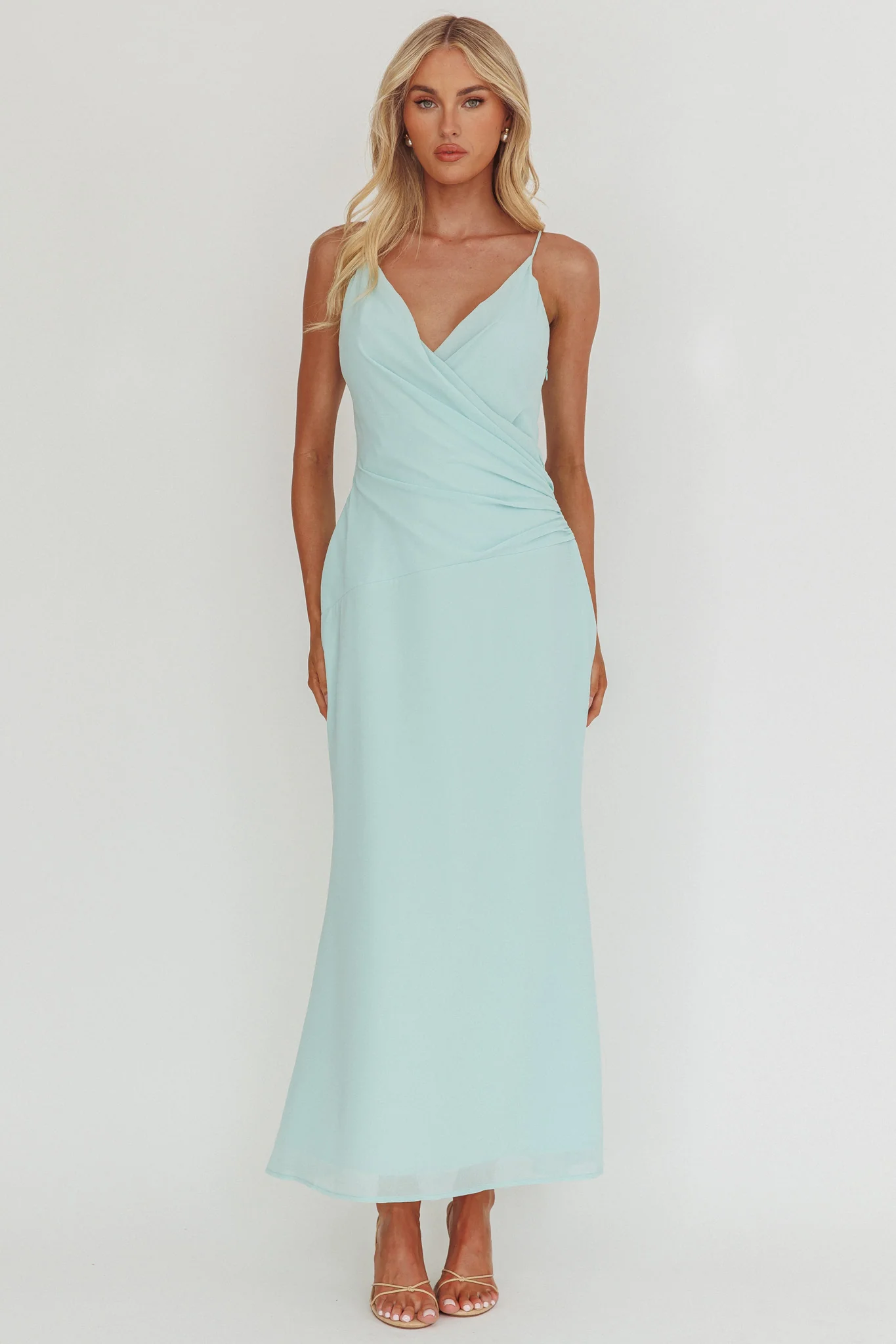 Lexxi Crossover Gathered Waist Maxi Dress Tiffany Blue - Image 5