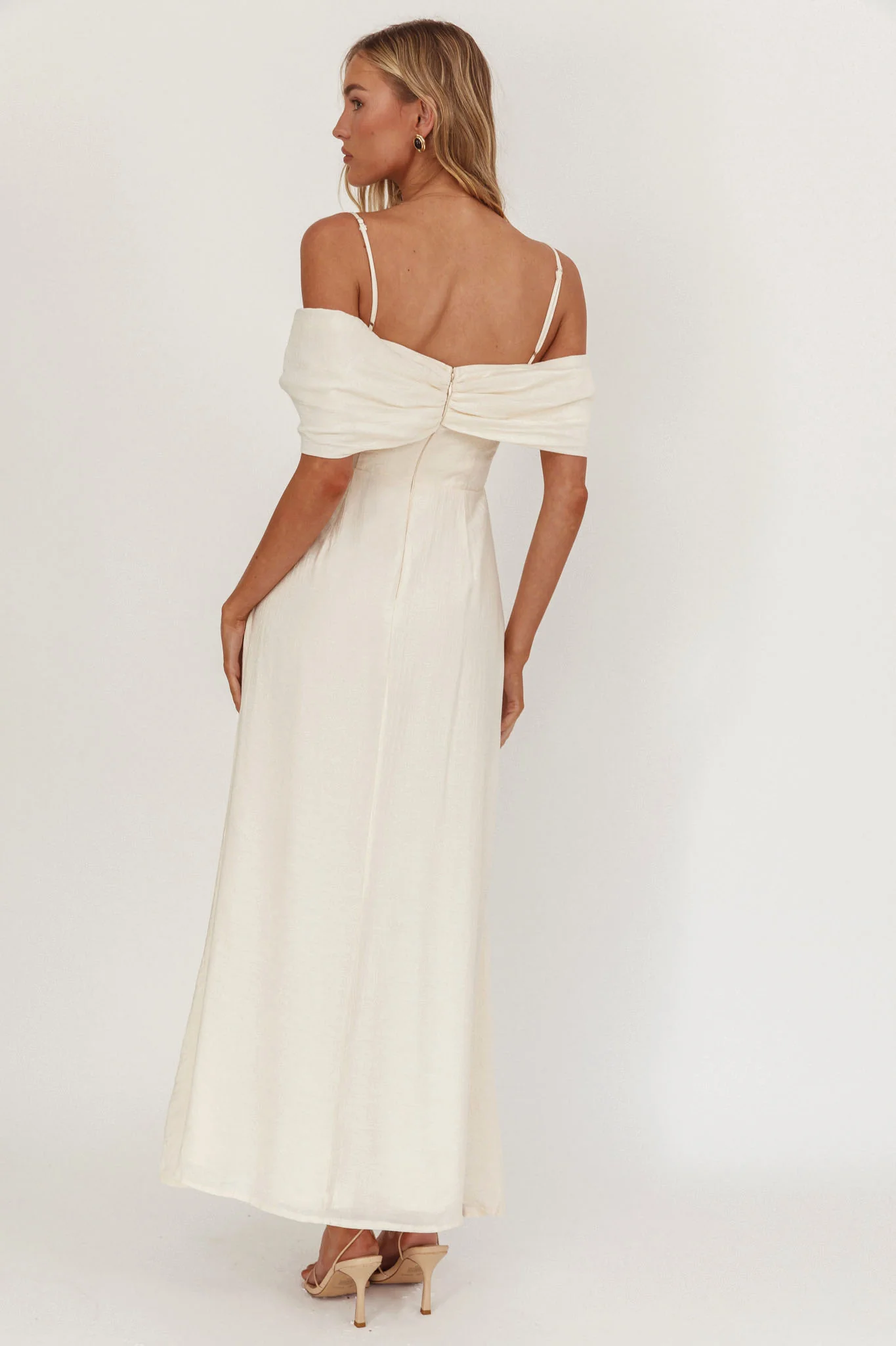 Lillibet Bow Tied Bust Midi Dress Cream - Image 2