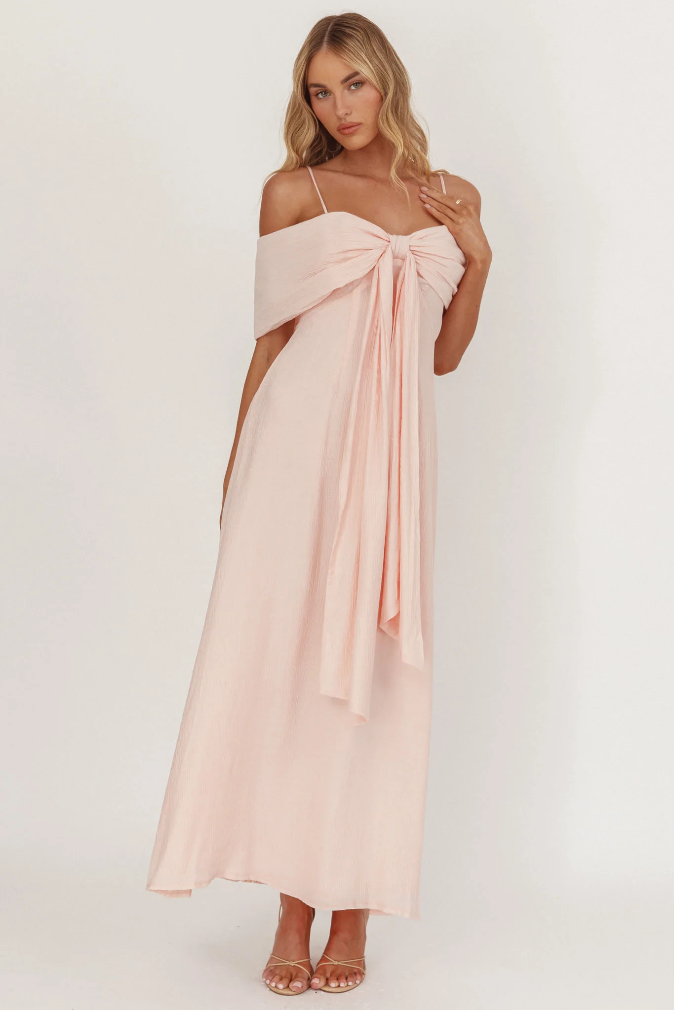 Lillibet Bow Tied Bust Midi Dress Pink - Image 4