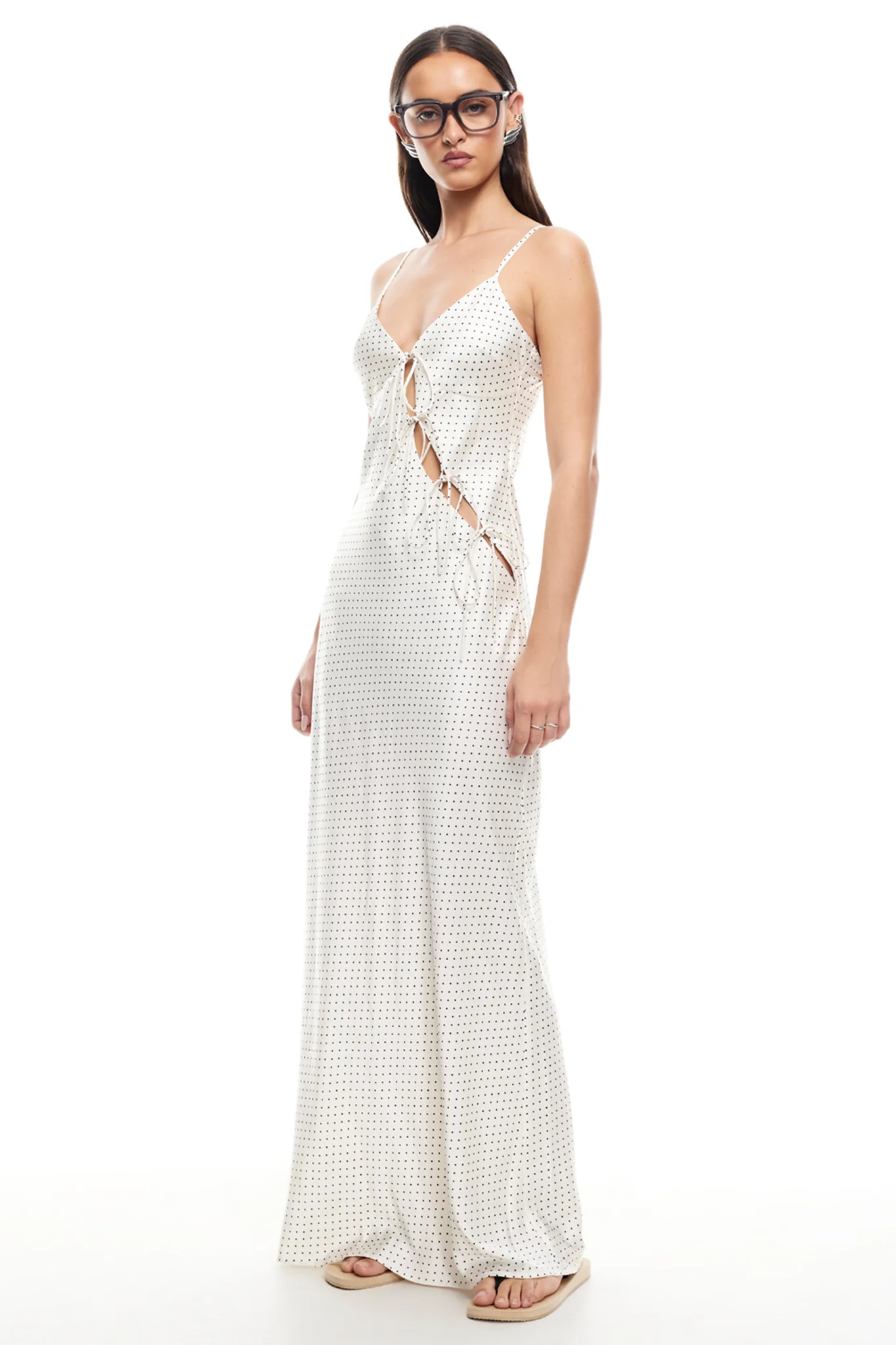 LIONESS About A Girl Maxi Dress Porcelain Polka - Image 3