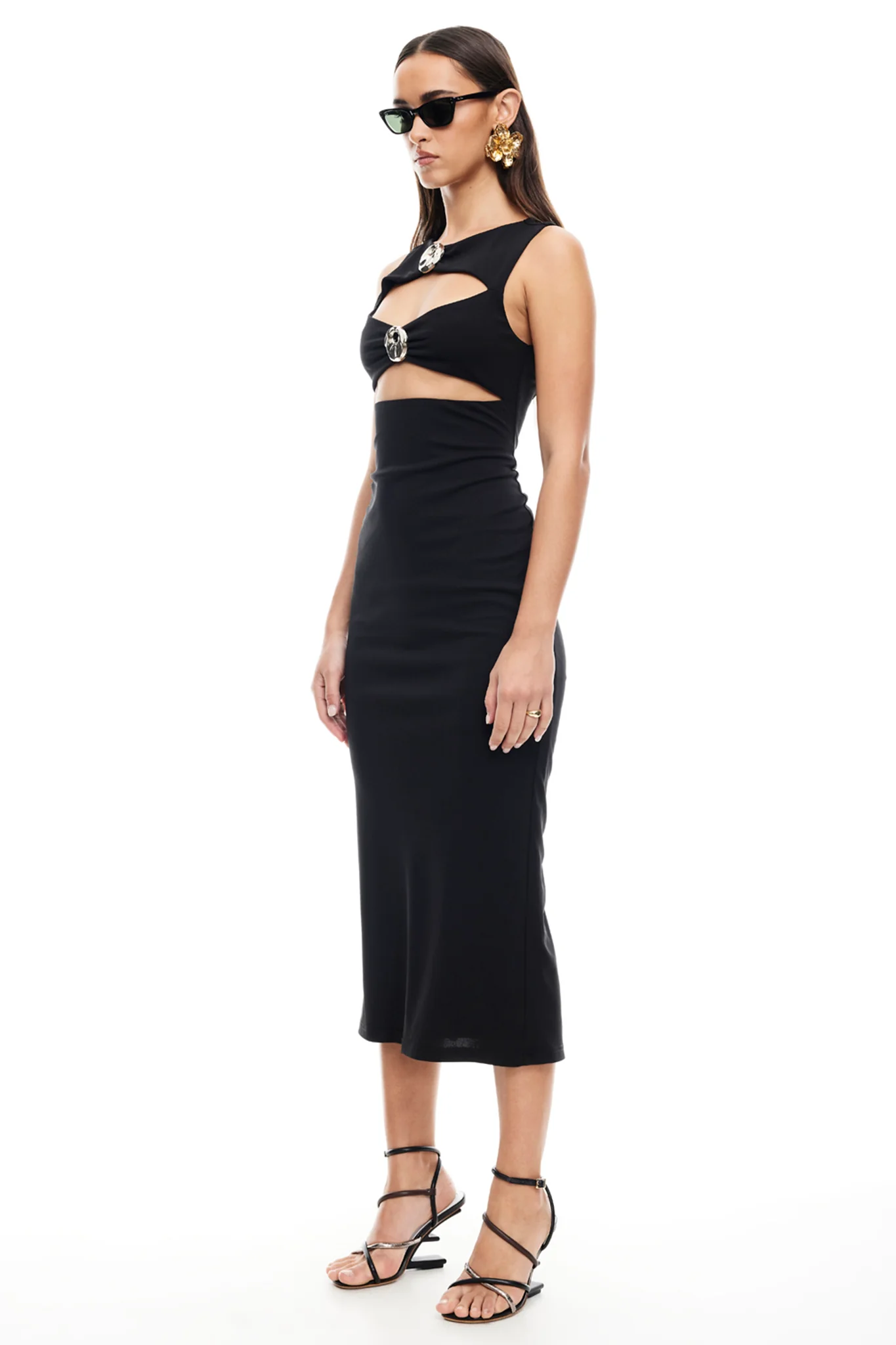 LIONESS After Hours Midi Dress Onyx - Image 3