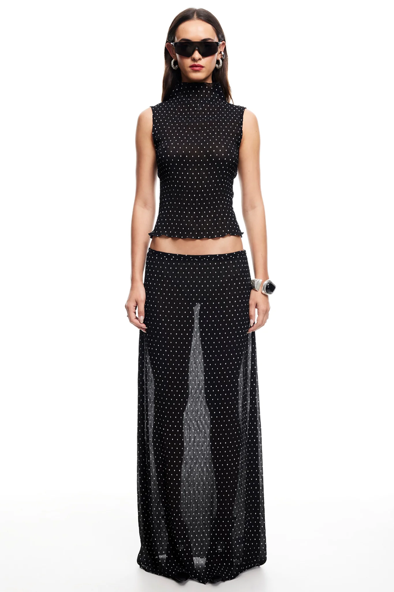 LIONESS Ford Maxi Skirt Onyx Polka - Image 2