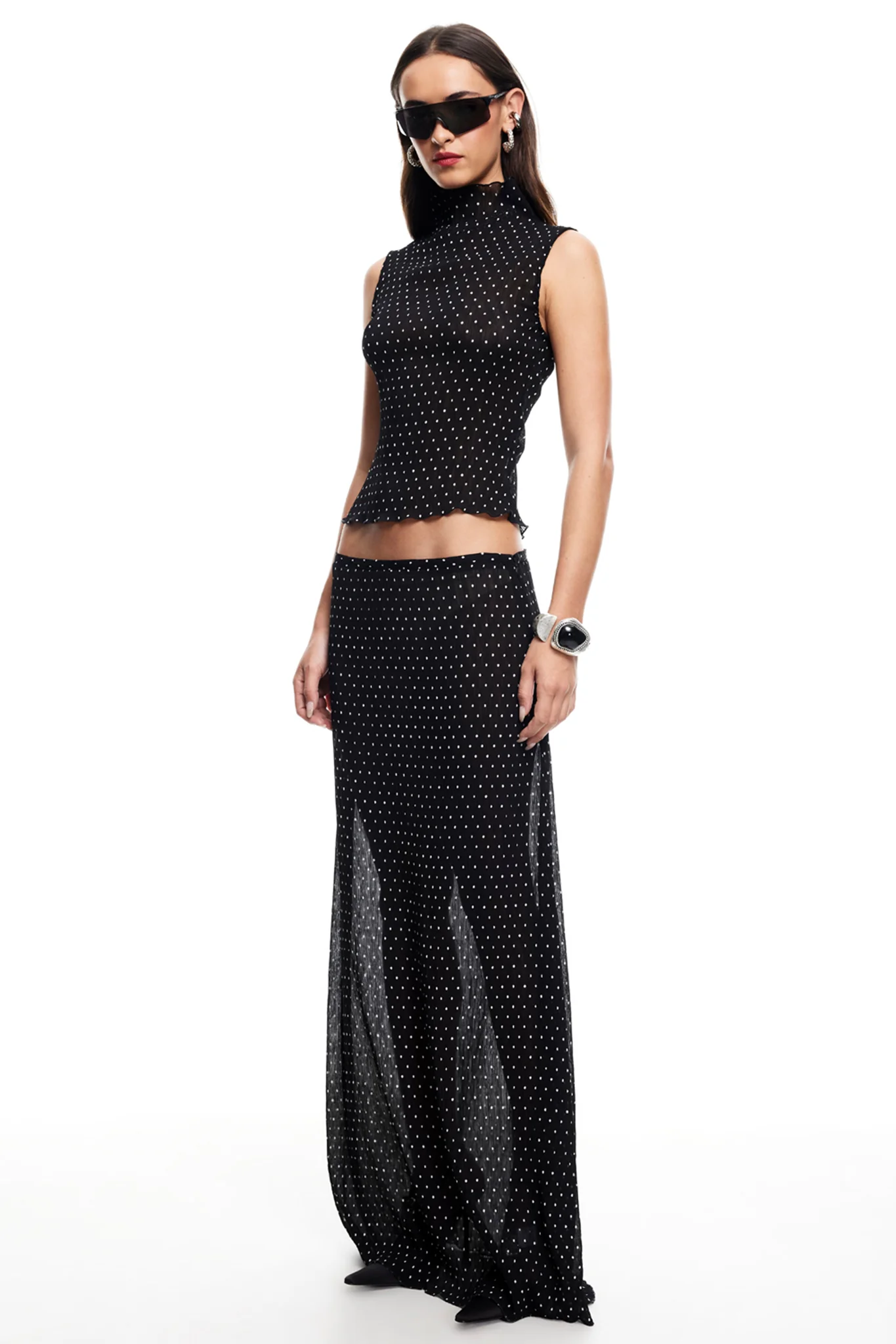 LIONESS Ford Maxi Skirt Onyx Polka - Image 3