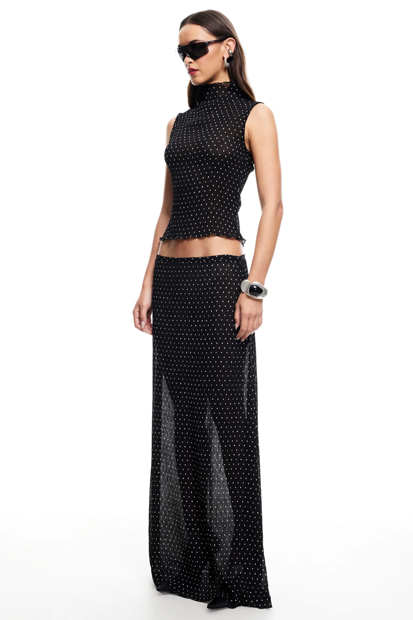 LIONESS Ford Maxi Skirt Onyx Polka - Image 4