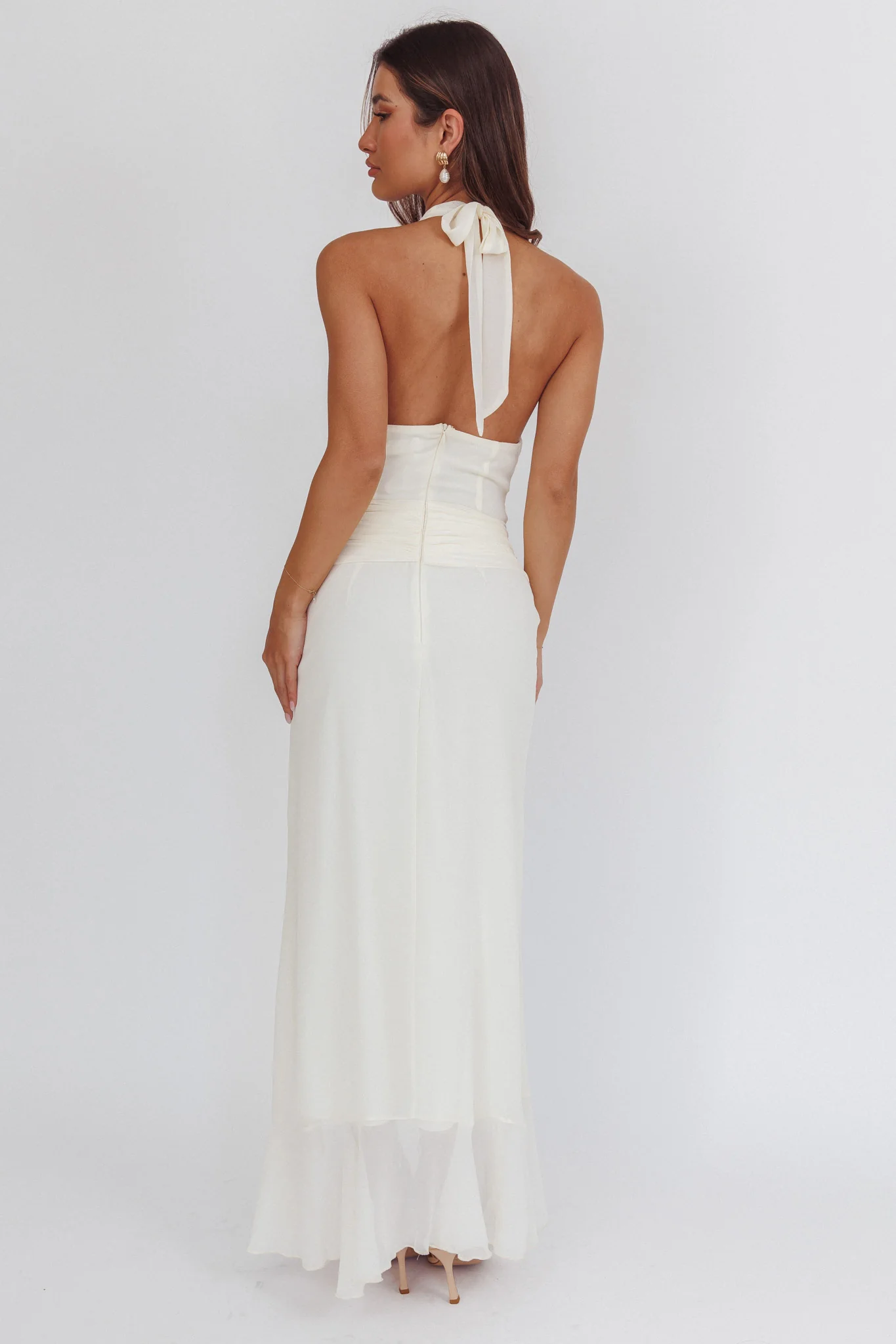 Logen Cowl Halterneck Maxi Dress Eggshell - Image 2
