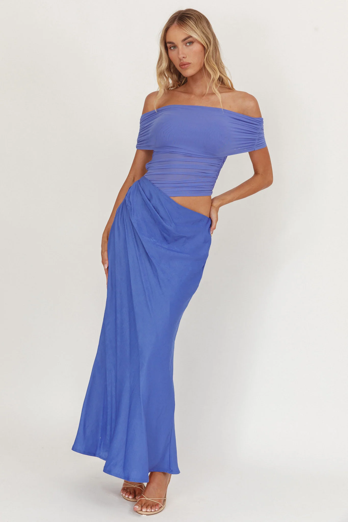 Lorely Off-Shoulder Midi Dress Ocean - Image 5