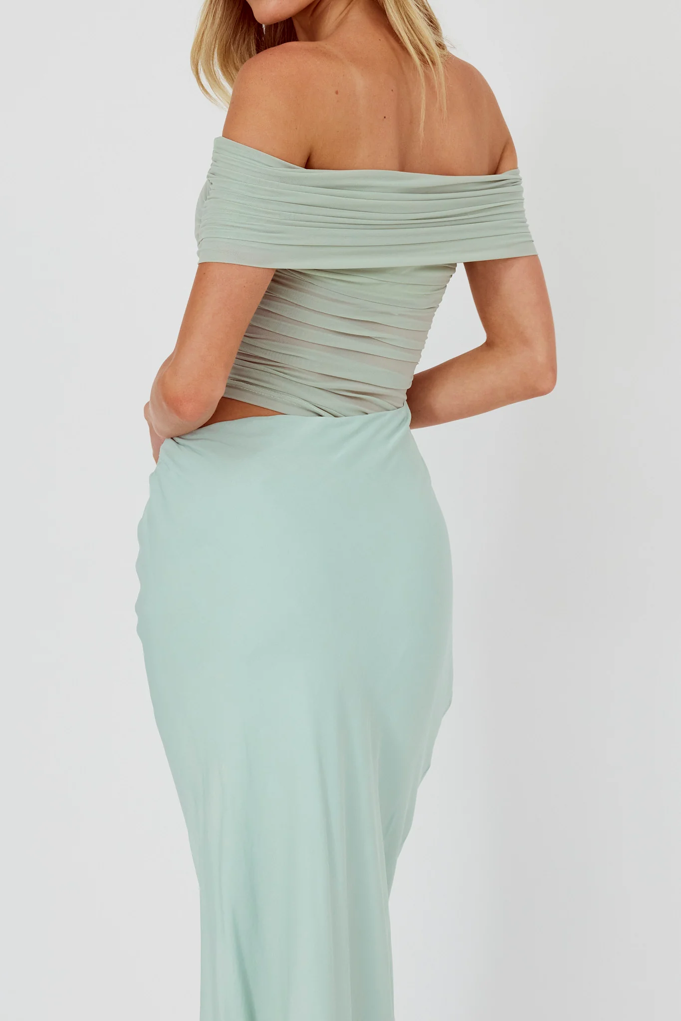 Lorely Off-Shoulder Midi Dress Sage - Image 3