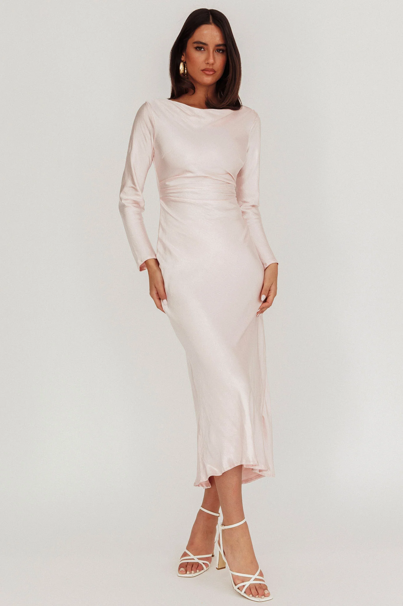 Loveland Cowl Back Midi Dress Baby Pink - Image 5