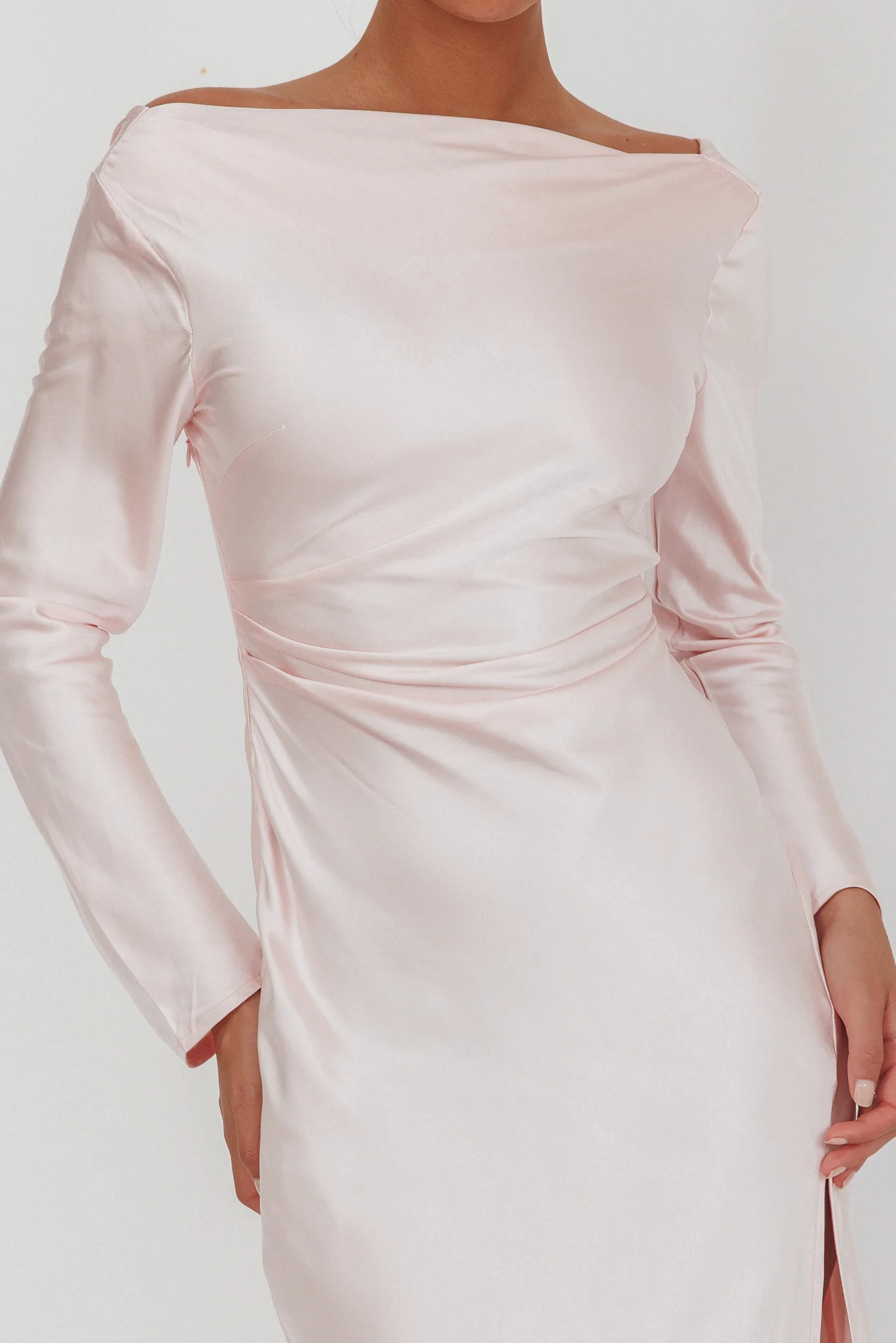 Loveland Long Sleeve Cowl Back Maxi Dress Pink - Image 3