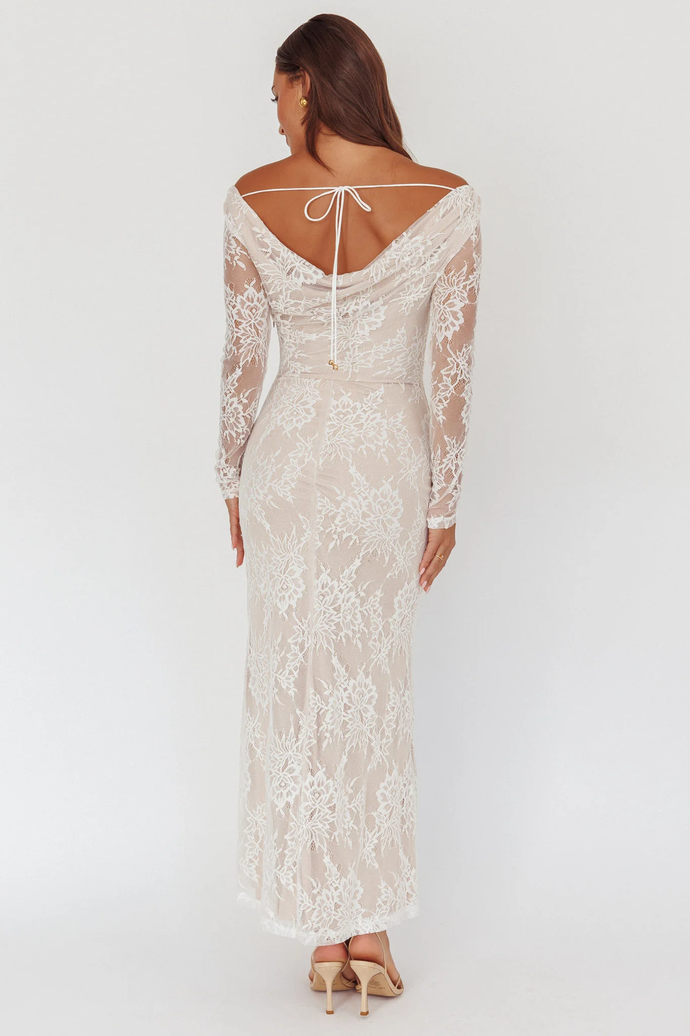 Loveland Off-Shoulder Lace Maxi Dress White - Image 2