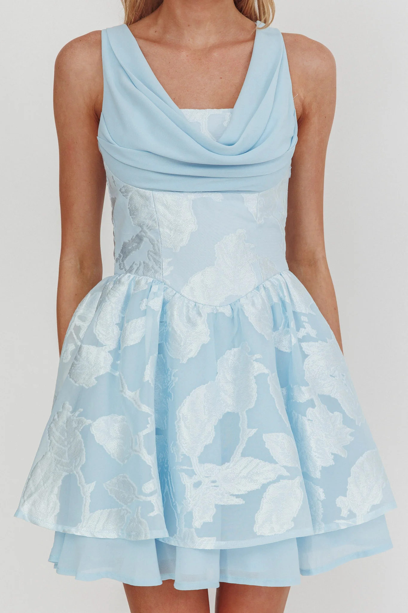 Lusting Lace-Up Back Mini Dress Ice Blue - Image 3