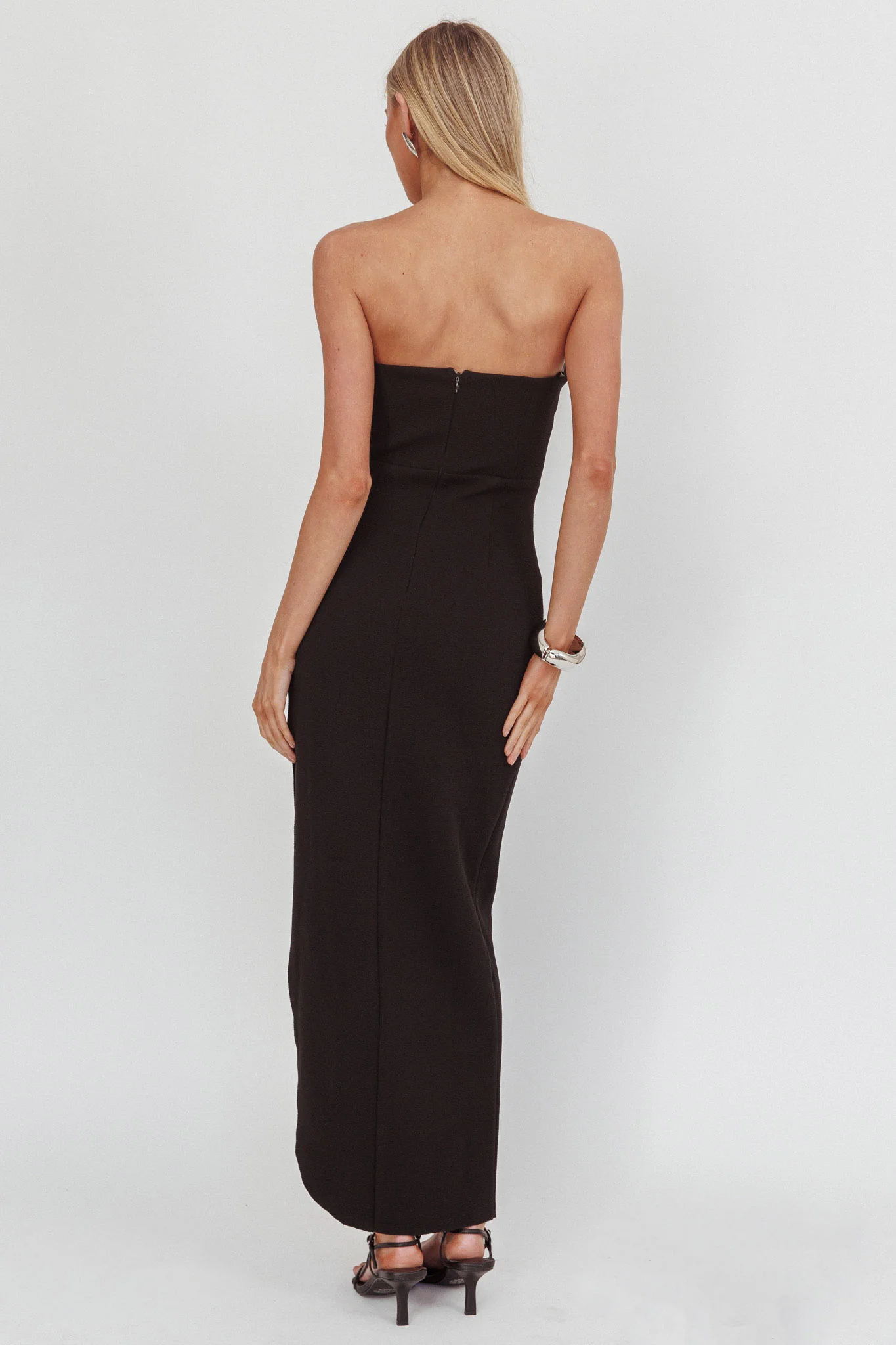 Maelie Sweetheart Neckline Pleated Bodice Maxi Dress Black - Image 2