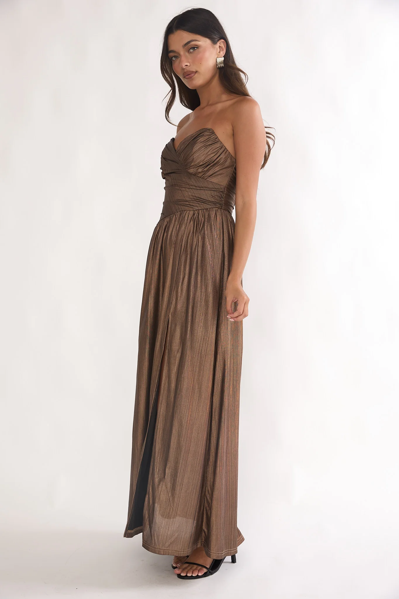 Marin Pointed Sweetheart Maxi Dress Gold - Image 5