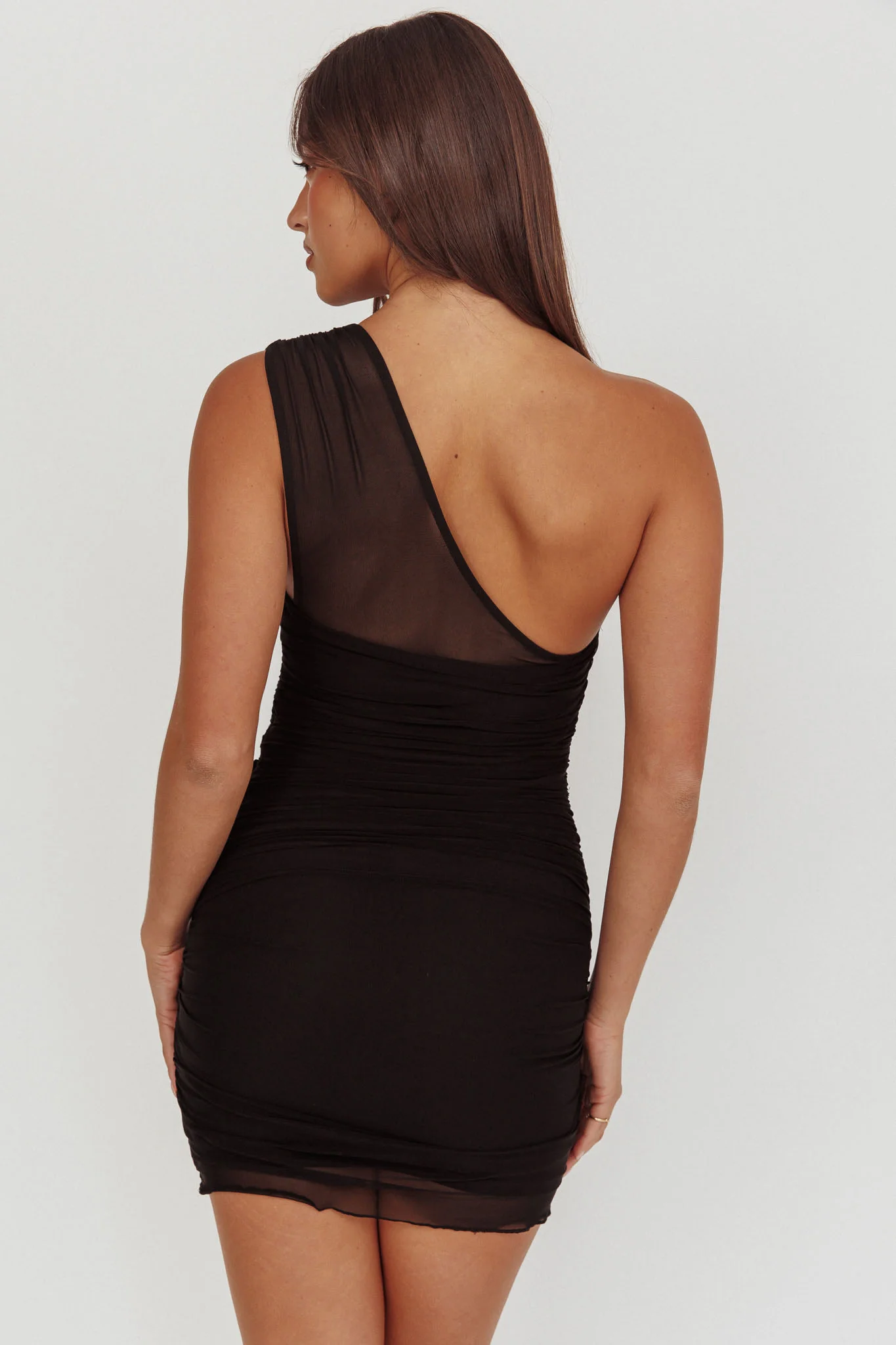 Marris One-Shoulder Double Buckle Mini Dress Black - Image 2