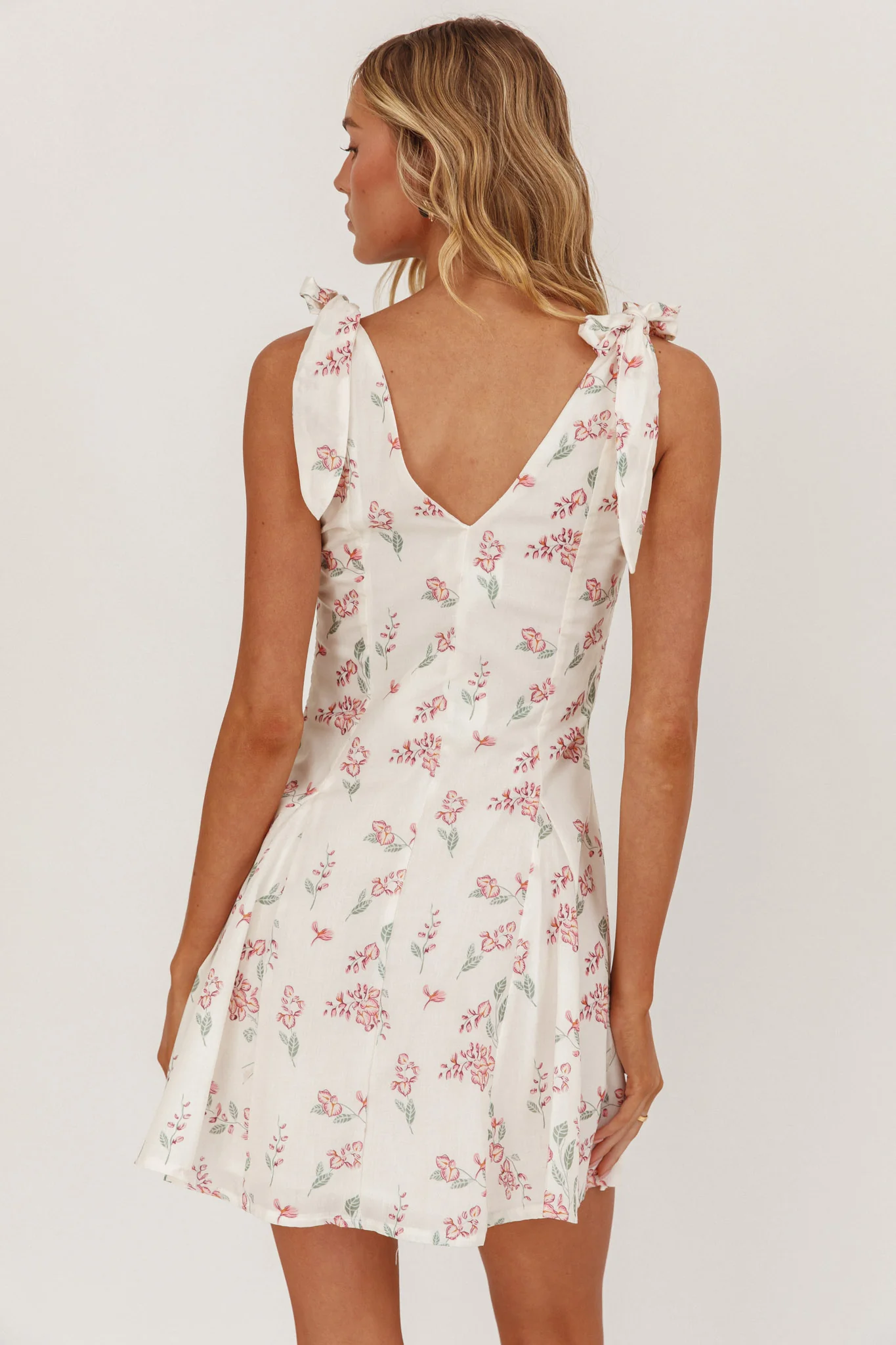 Matina Tied Shoulder Mini Dress Floral - Image 2
