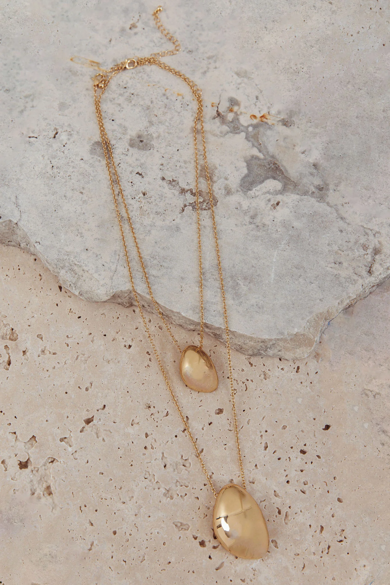 Moonlight Double Chain Pendant Necklace Gold - Image 2