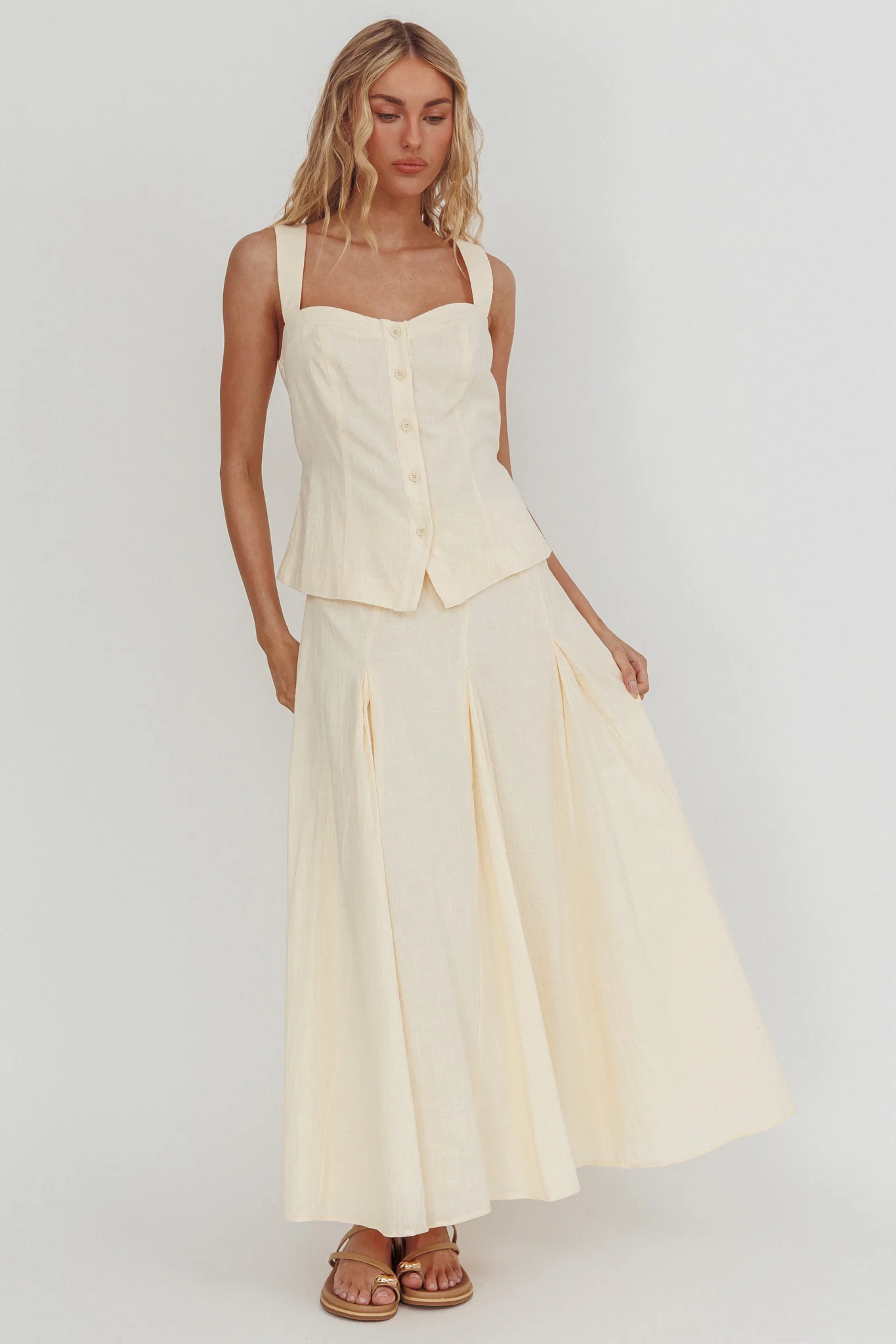 Morning Lights Godet Maxi Skirt Cream - Image 4