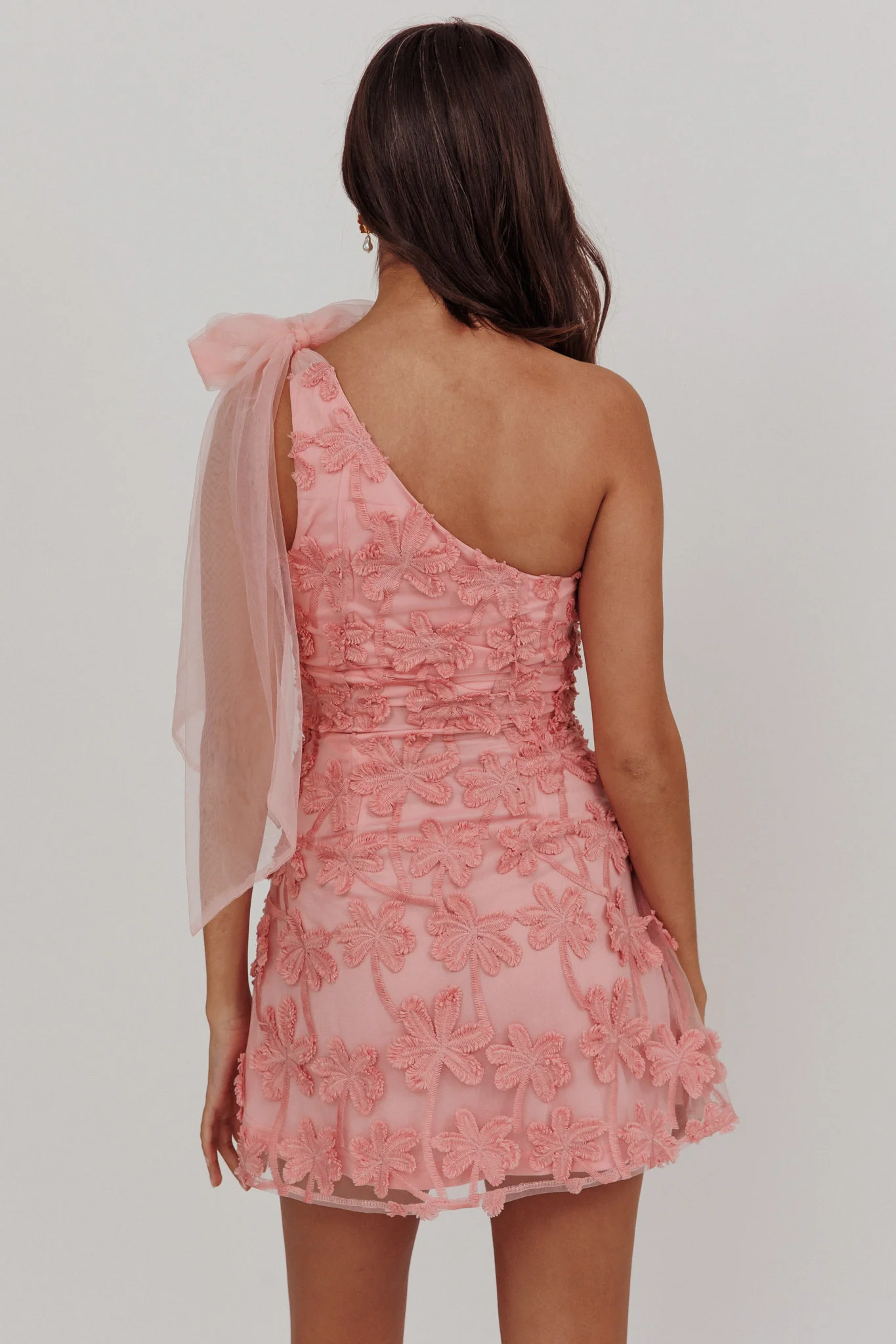 Mykonos Morning Tied One-Shoulder Mini Dress Embellished Pink - Image 3