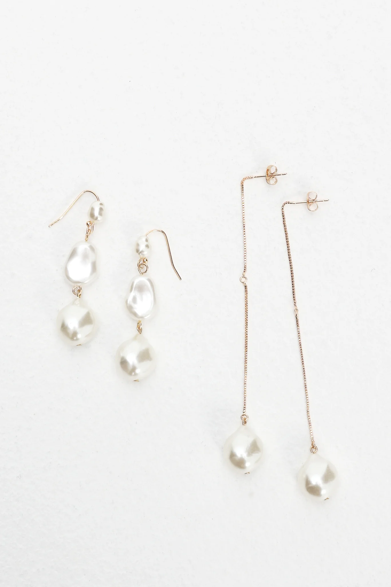 Ninette Faux Pearl Droplet Earrings Gold/Pearl - Image 2