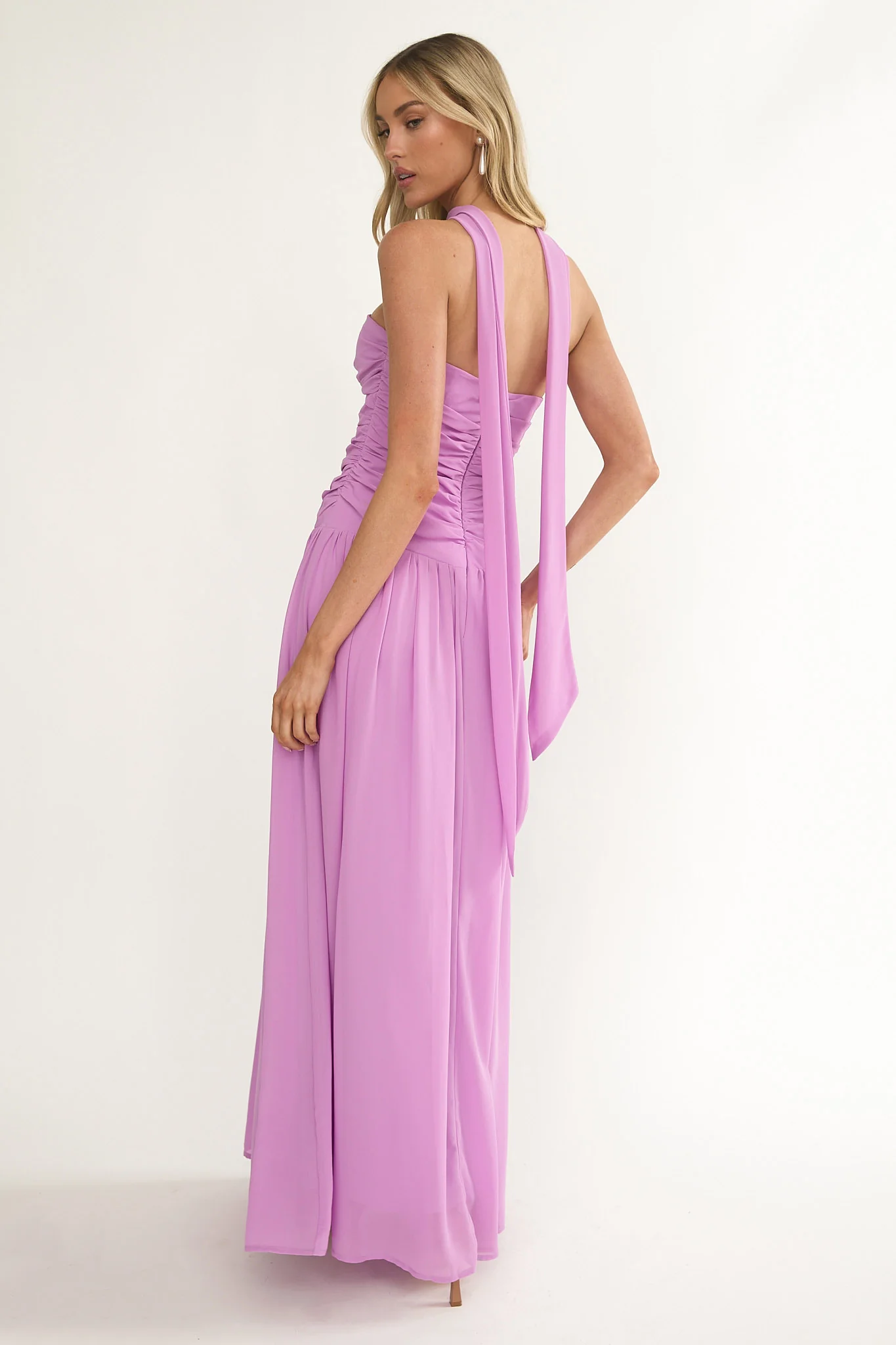 Novarra Twist Bust Strapless Maxi Dress Lilac - Image 2