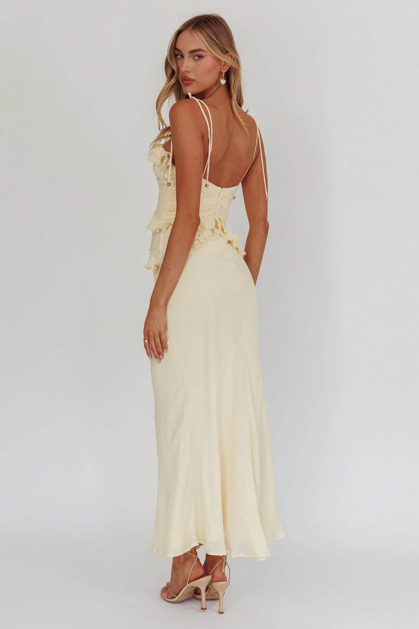 On A Roll Frill Trim Maxi Dress Yellow - Image 2