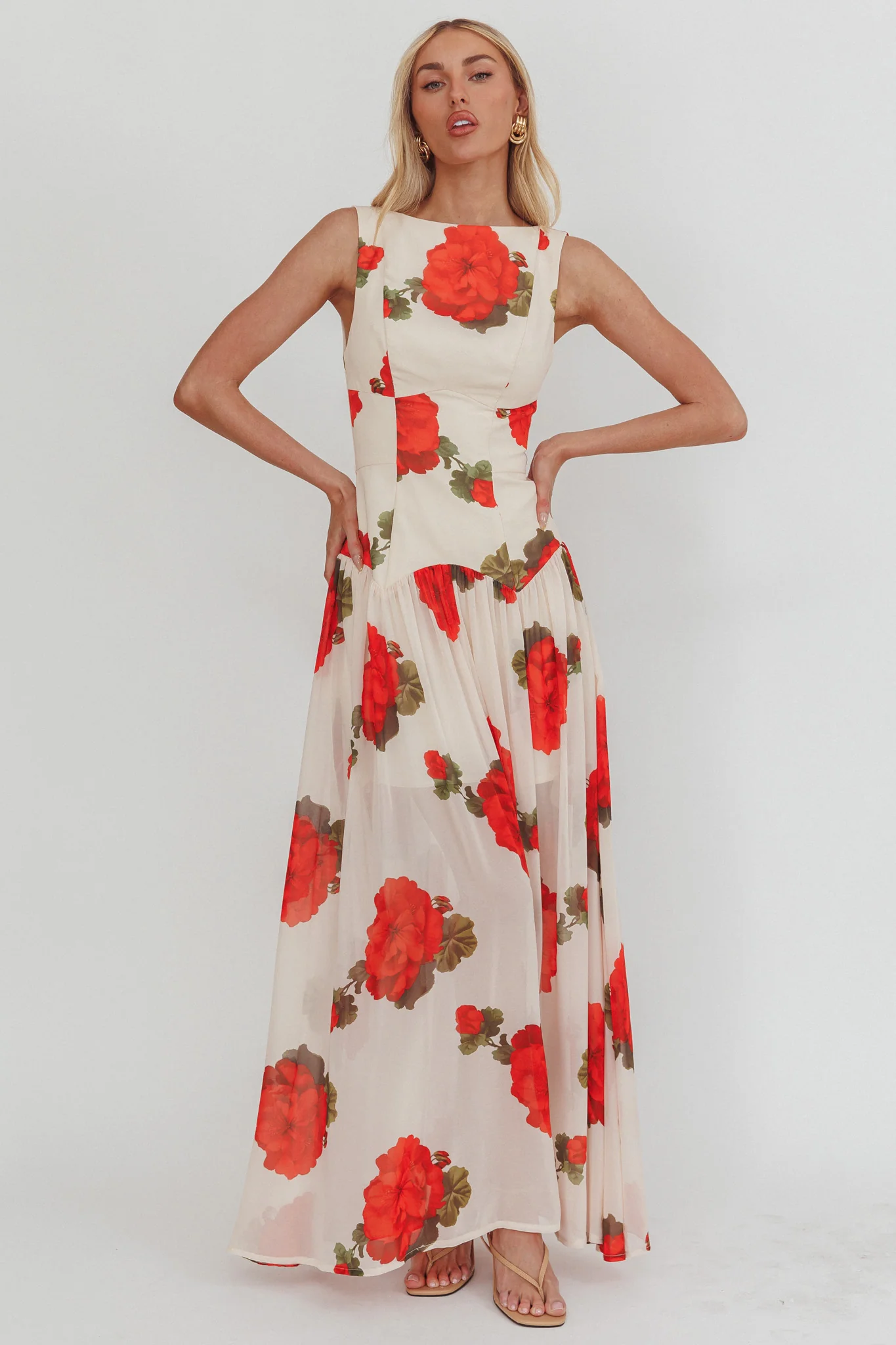Opulent Low Back Maxi Dress Floral Rose - Image 4