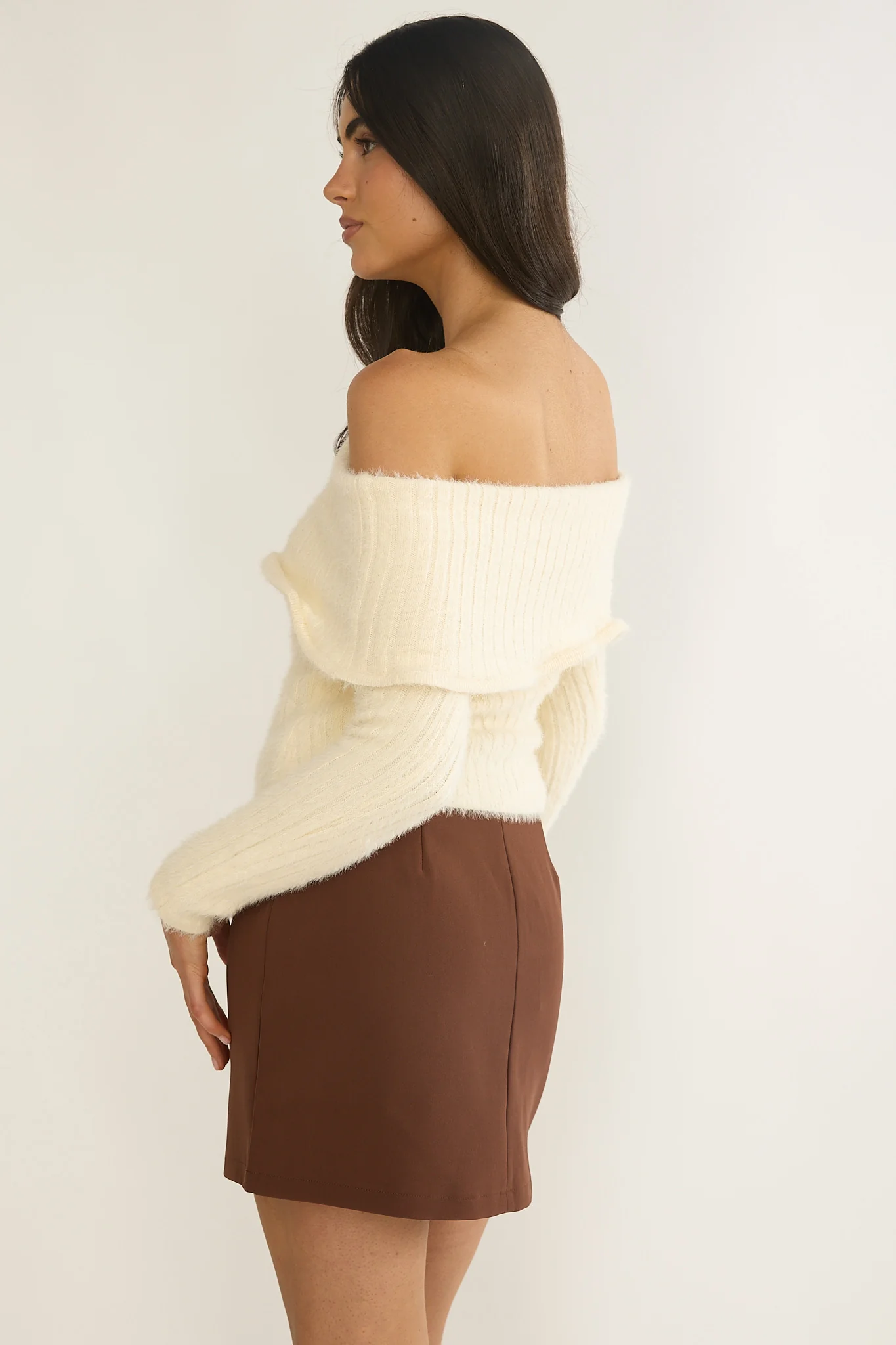 Orielle Wide Ruffle Off-Shoulder Top Cream - Image 4
